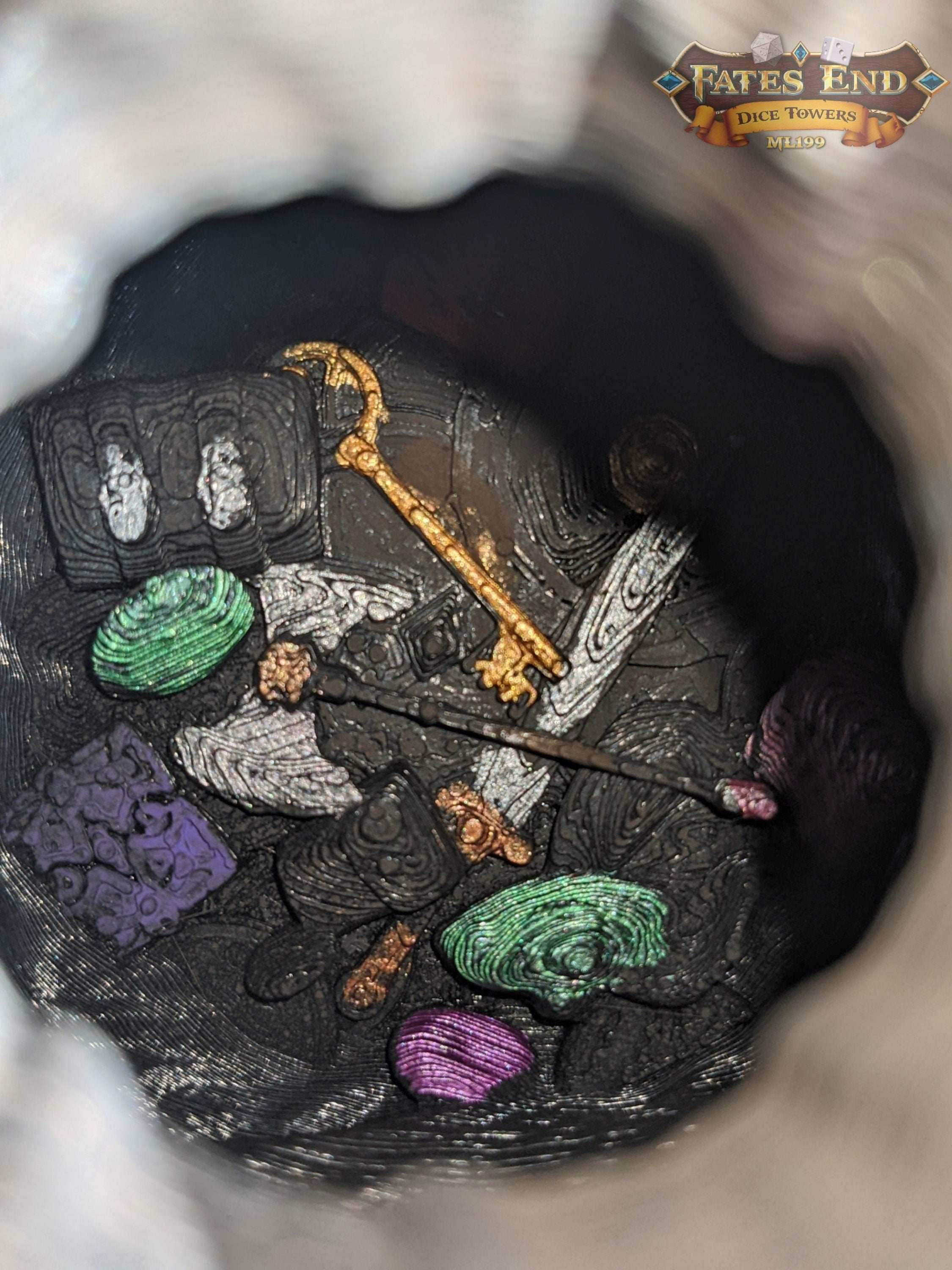 Bag of Holding 3D Printed Dice Jail | RPG Dice Vault | D20 Storage Box | Player Gift - Store Your Dice in Enchanted Depths Beyond Reality! - Black / Yes- Include Random Dice Set