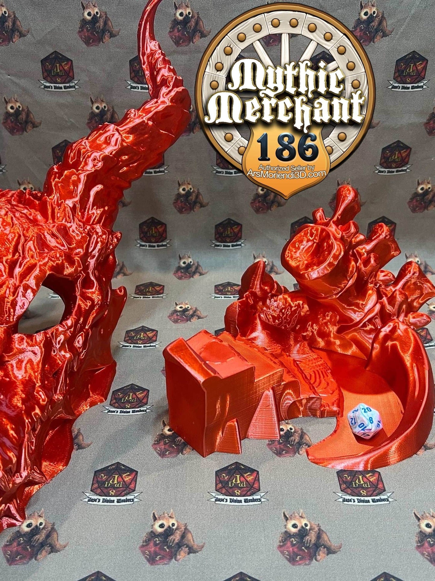 Dragon Skull Dice Tower from Ars Moriendi 3D - With Horn Lids / Black