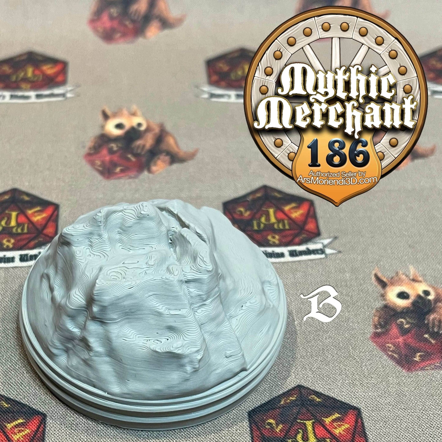 Golem Dice Case from Ars Moriendi 3D - Dungeons and Dragons, Pathfinder, TTRPG, Dice Cup/Roller - Black / Glim A