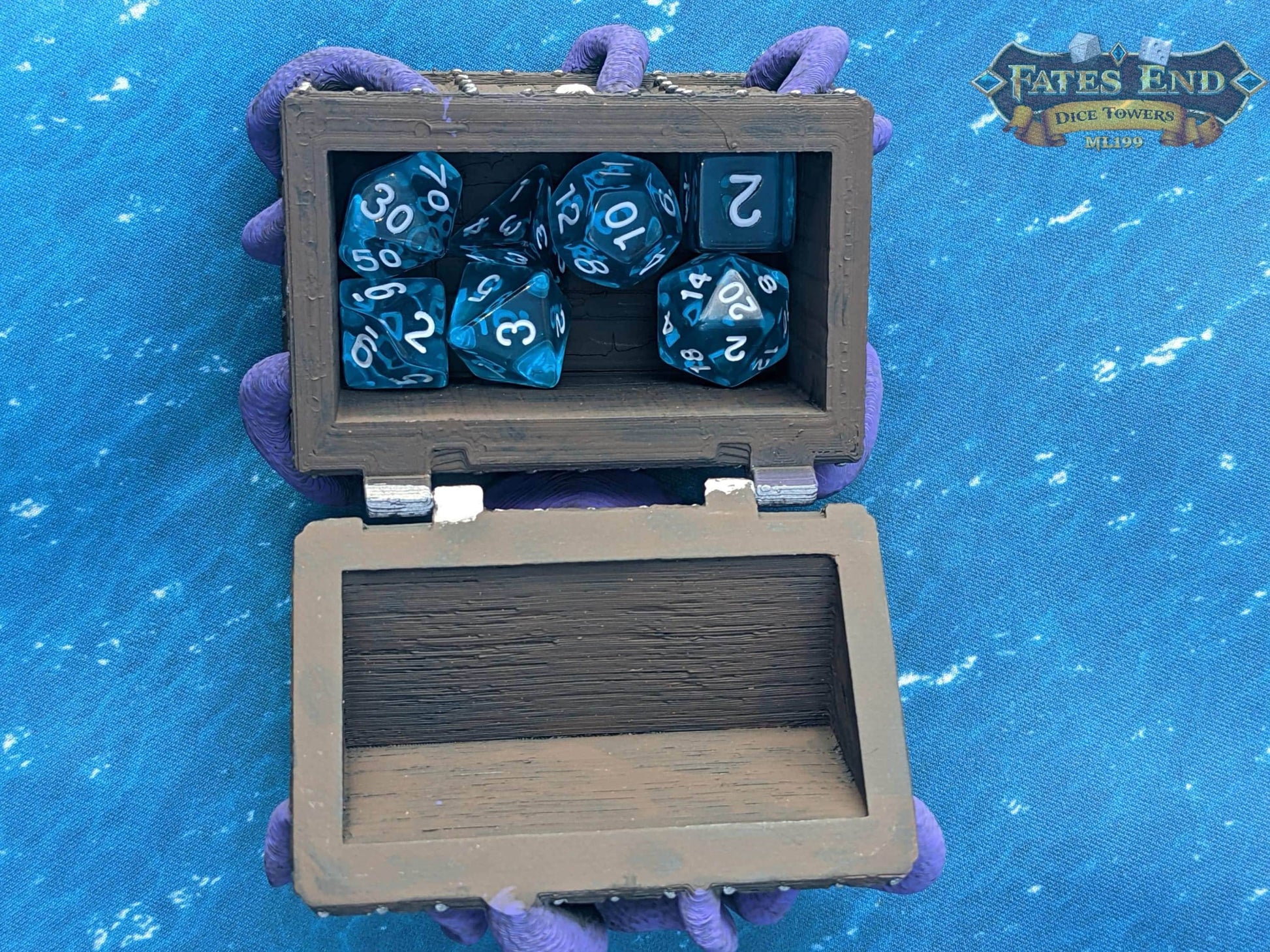 Davy Jones Locker 3D Printed Octopus Dice Jail | Pirate Dice Vault | D20 Box | Player Gift -Buried in the Sunken Depths of Legendary Lore! - Black / Yes- Include Random Dice Set