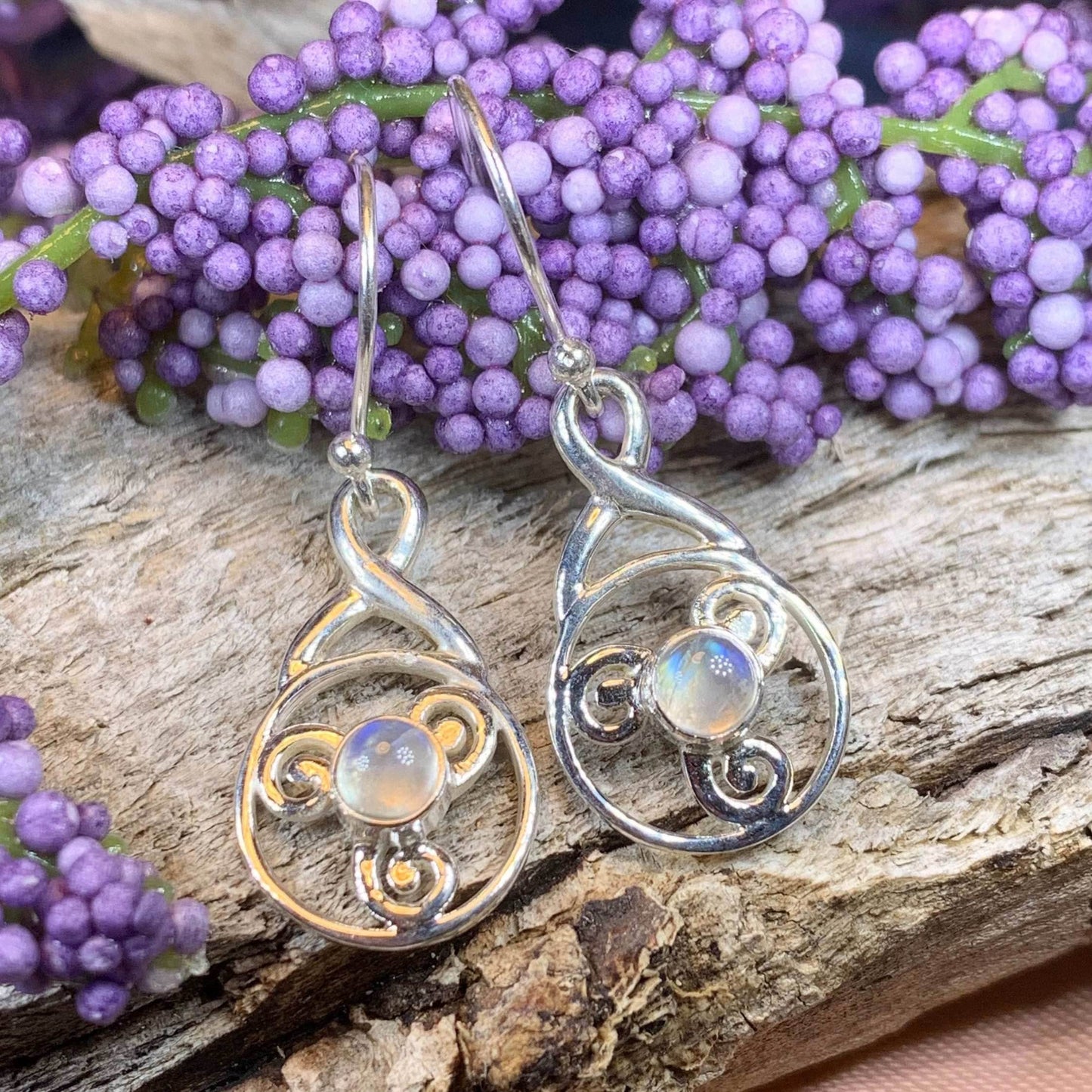 Moira Celtic Spiral Earrings - Amethyst