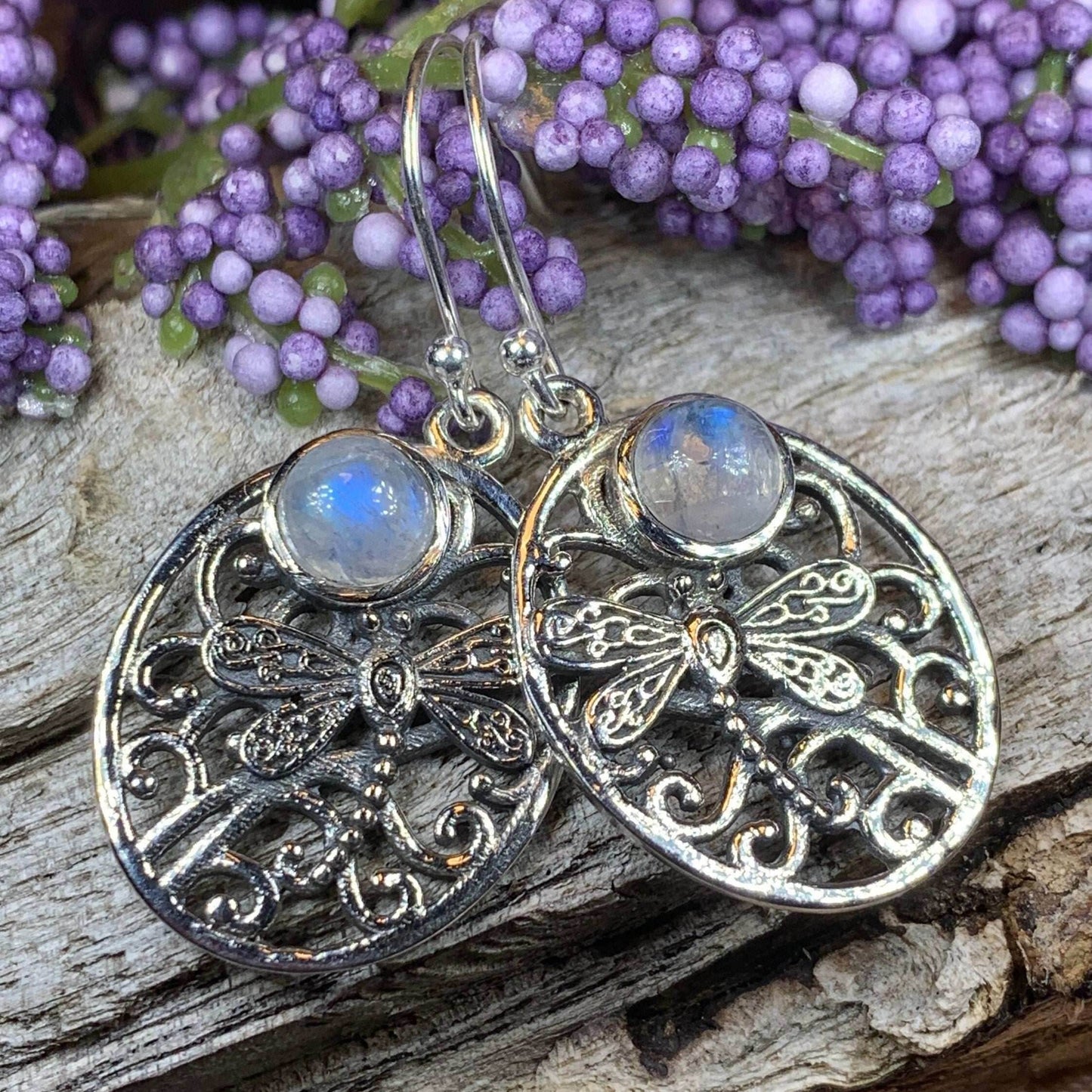 Forest Glen Dragonfly Earrings - Chalcedony