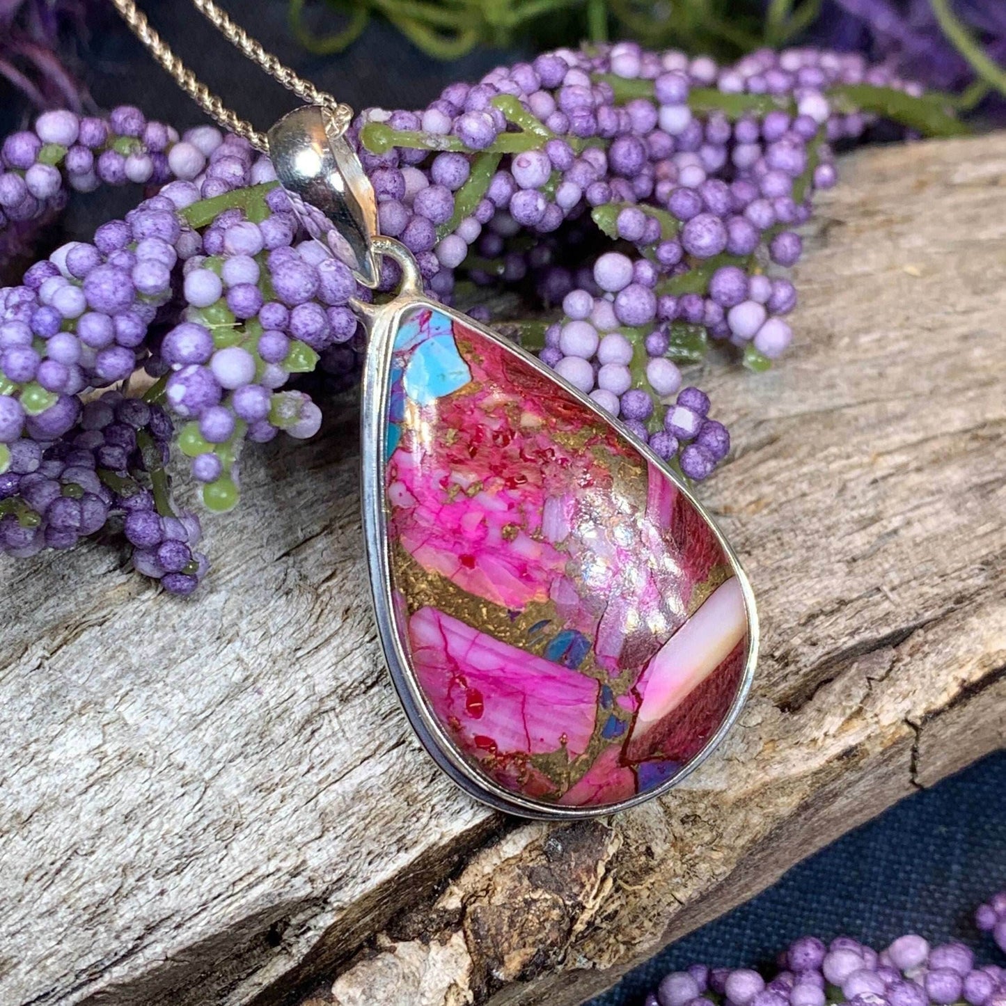 Pink Sunset Copper Turquoise Necklace - 18 / Square