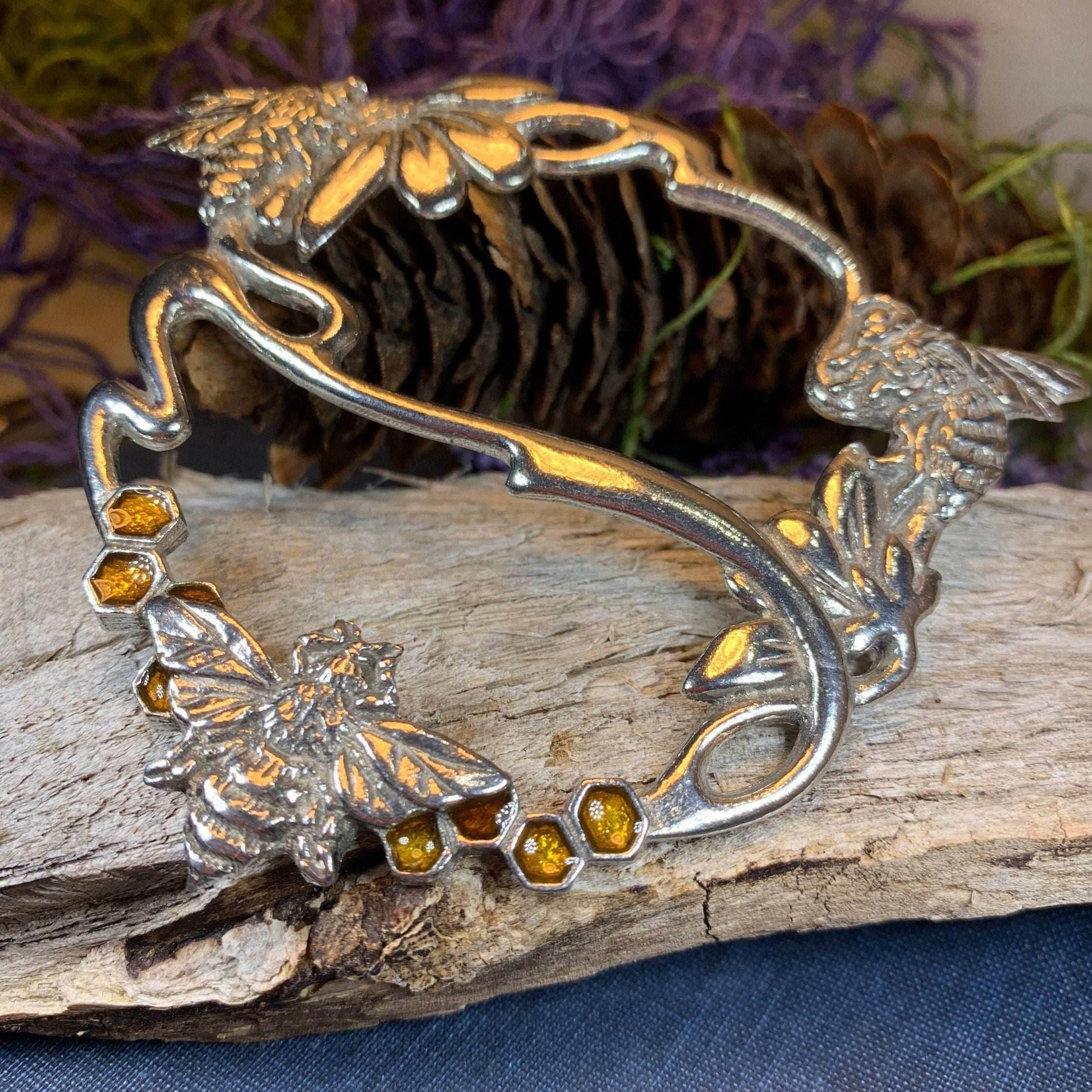 Bee & Honeycomb Scarf Ring - 