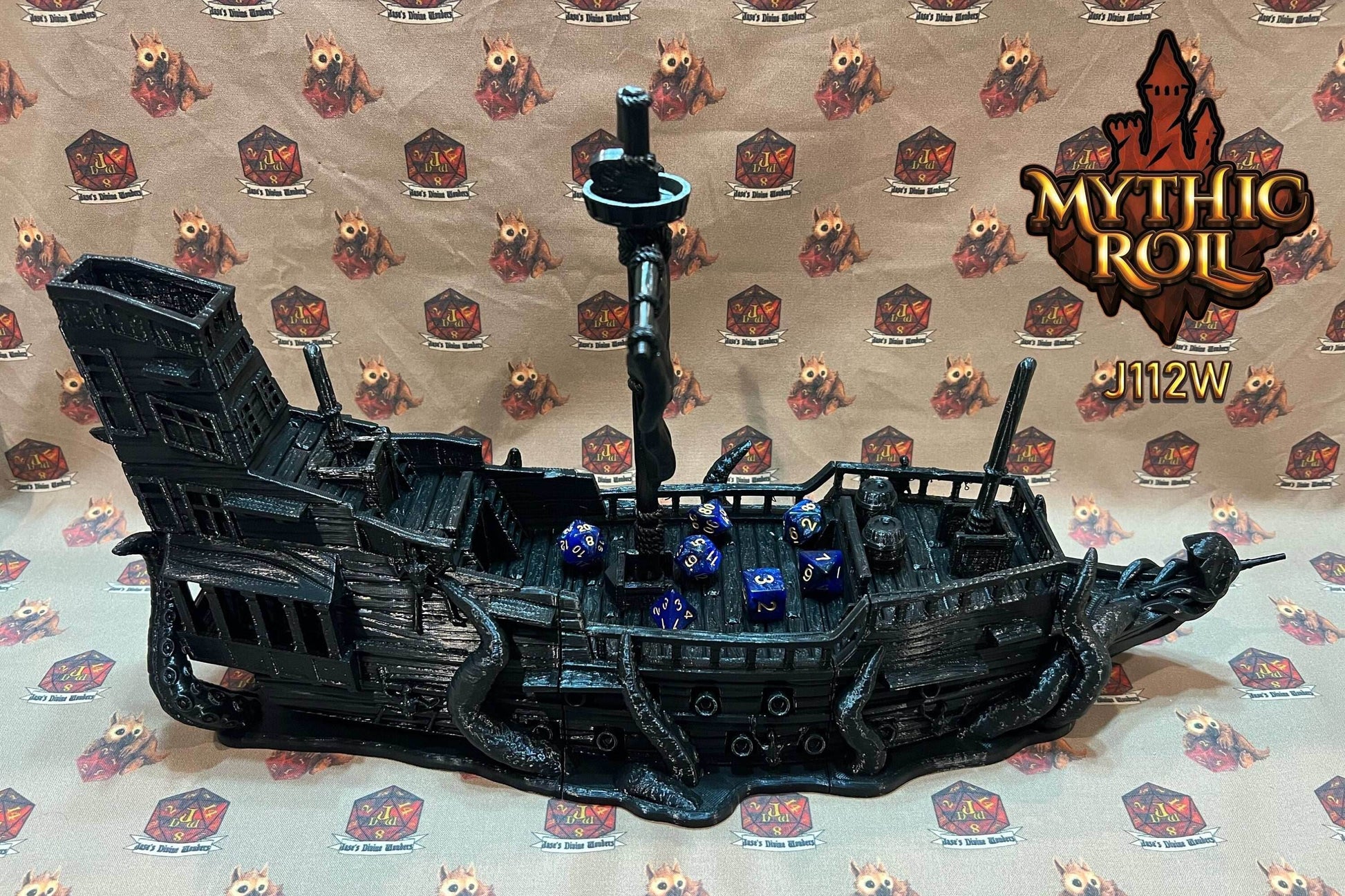 Ghost Pirate Ship Dice Tower and Storage - Black