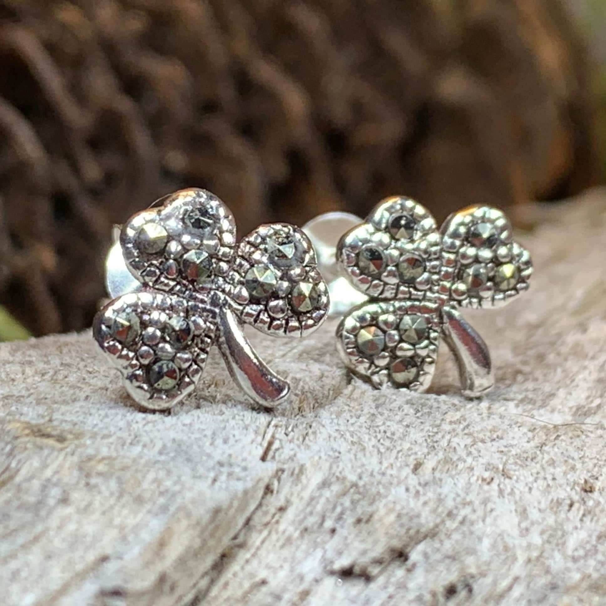 Marcasite Shamrock Earrings - 