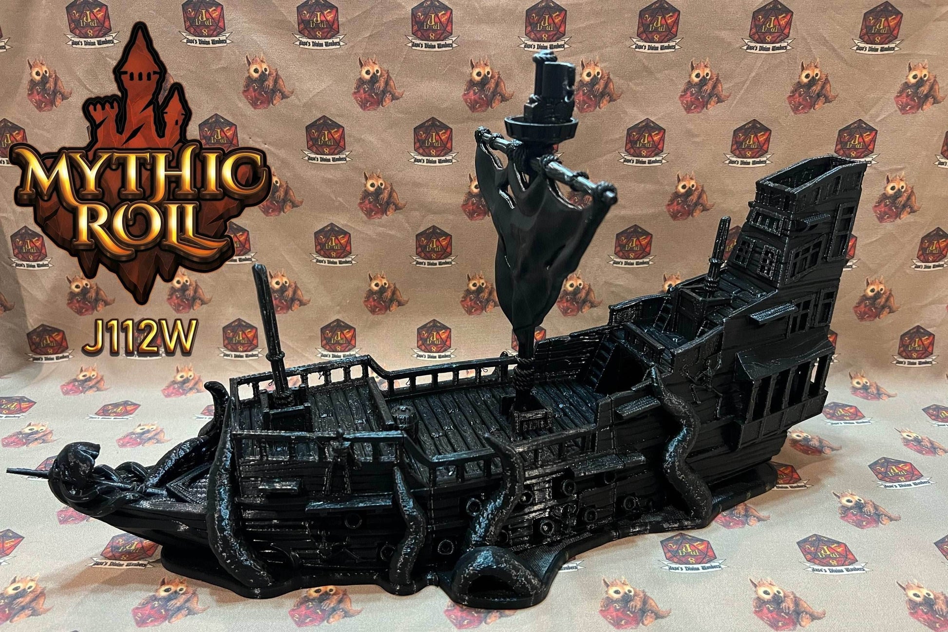 Ghost Pirate Ship Dice Tower and Storage - Black