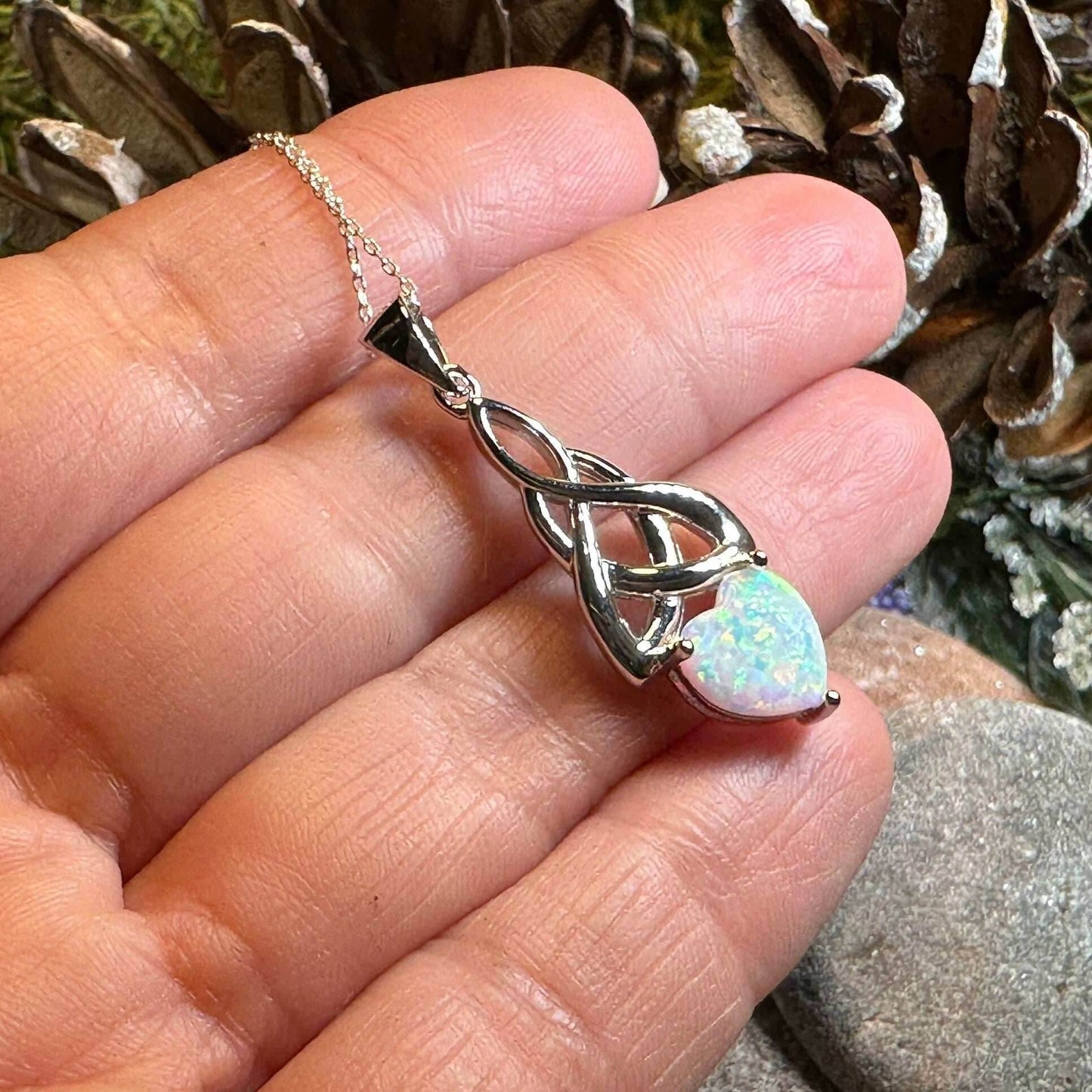 Cayla Opal Celtic Knot Necklace - 18 / Blue