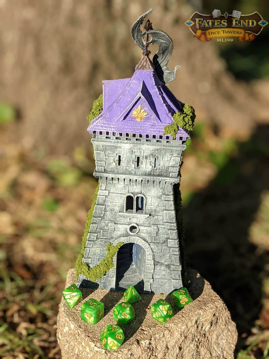 Ranger 3D Printed Dice Tower - Fate's End Collection - Guiding your Arrows to their True Targets! - Black / Yes- Include Random Dice Set