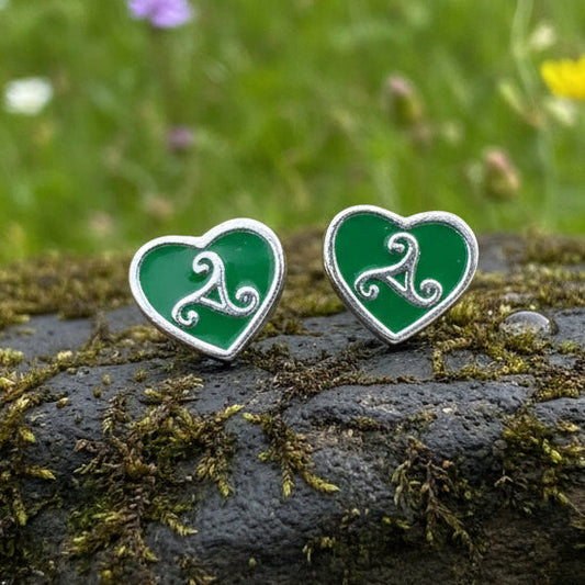 Green Celtic Spiral Earrings