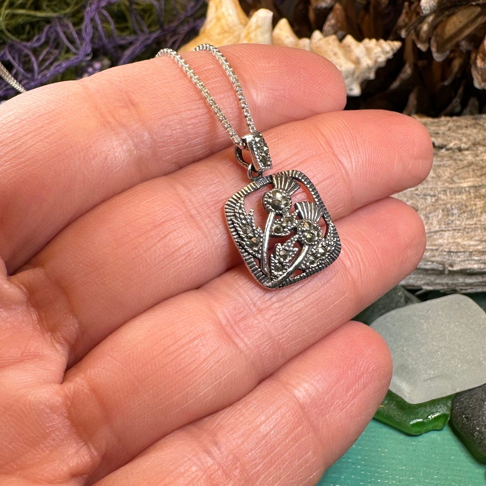 Leonora Thistle Marcasite Necklace