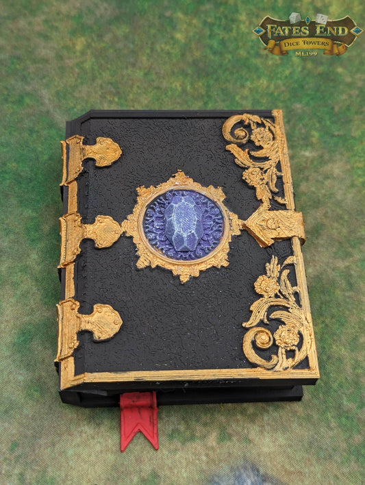 Magic Tome 3D Printed Deck Holder and Card Storage | RPG Dice Vault | D20 Box | Player Gift - Embracing Magic! - Black / Yes- Include Random Dice Set