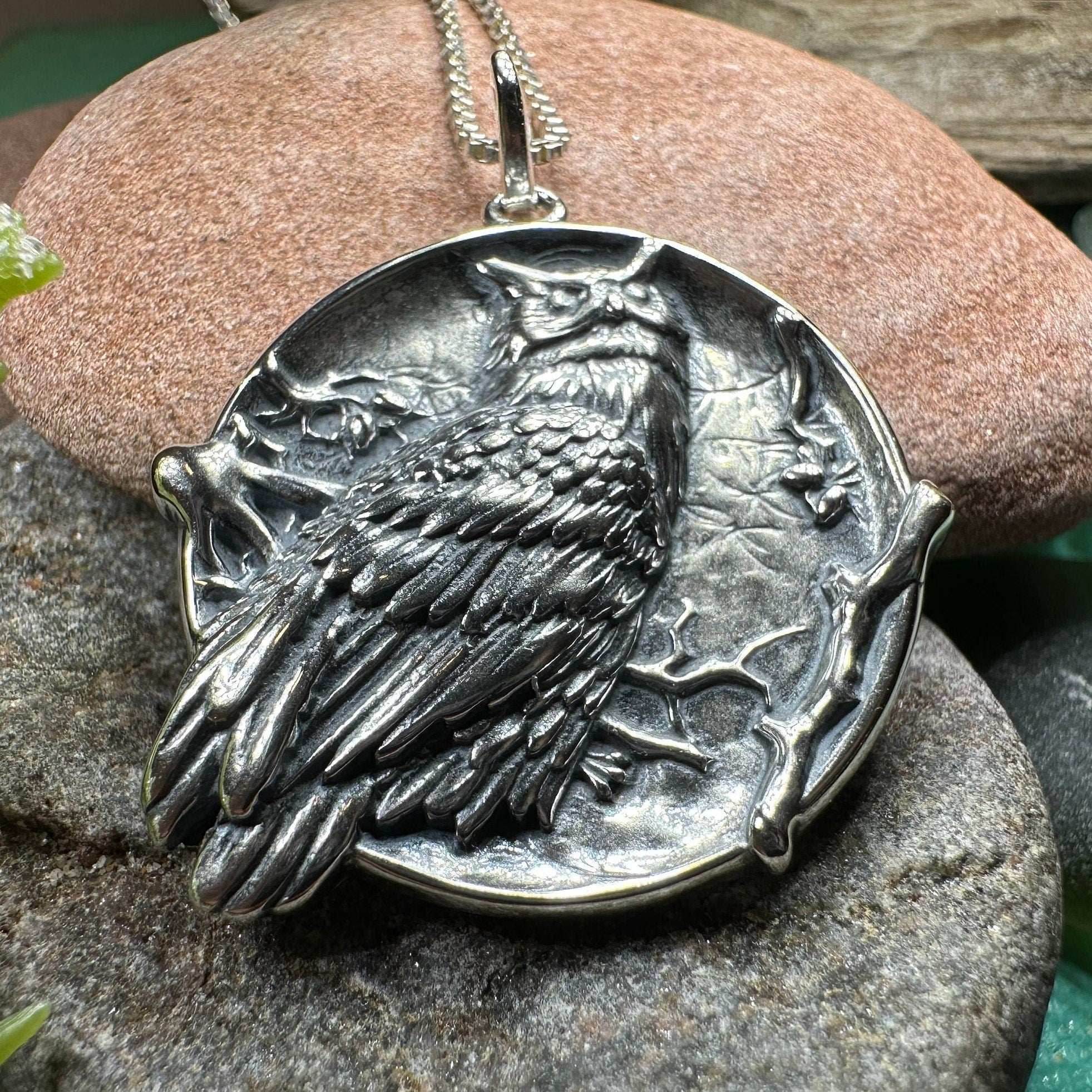 Night Watcher Owl Moon Necklace - 18