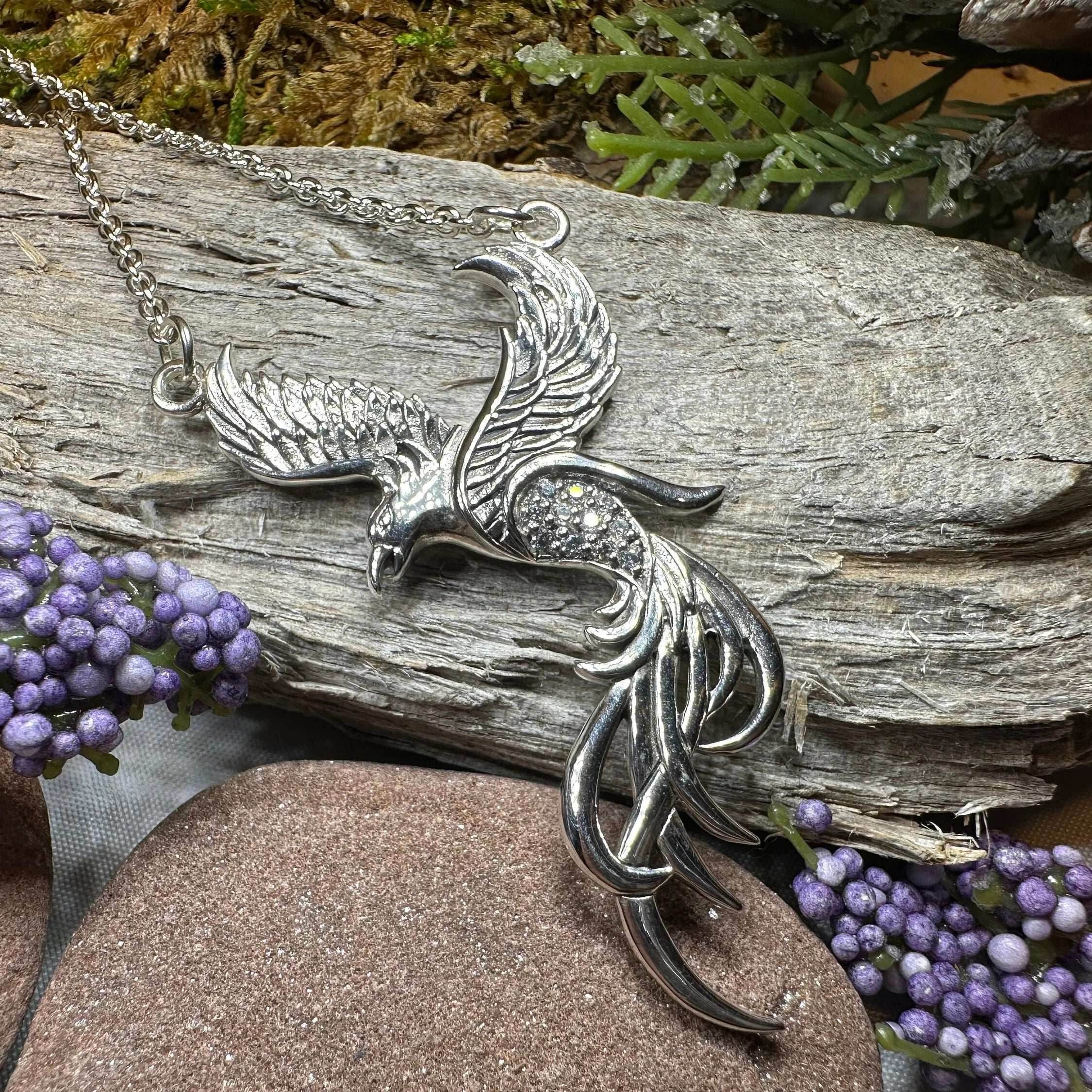 Starfire Phoenix Necklace - 18 / Diamond CZ