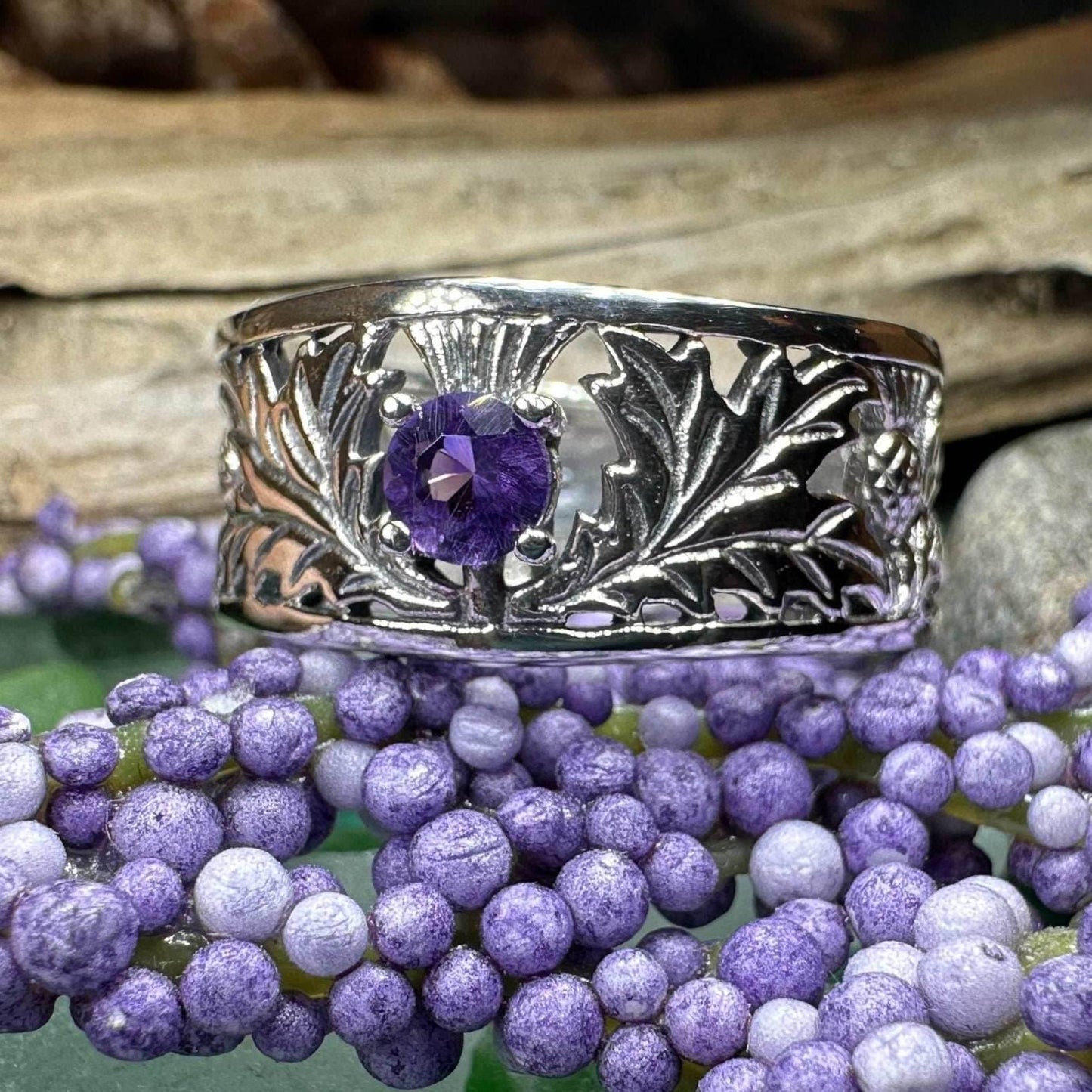 Rhoswen Thistle Band Ring - 6