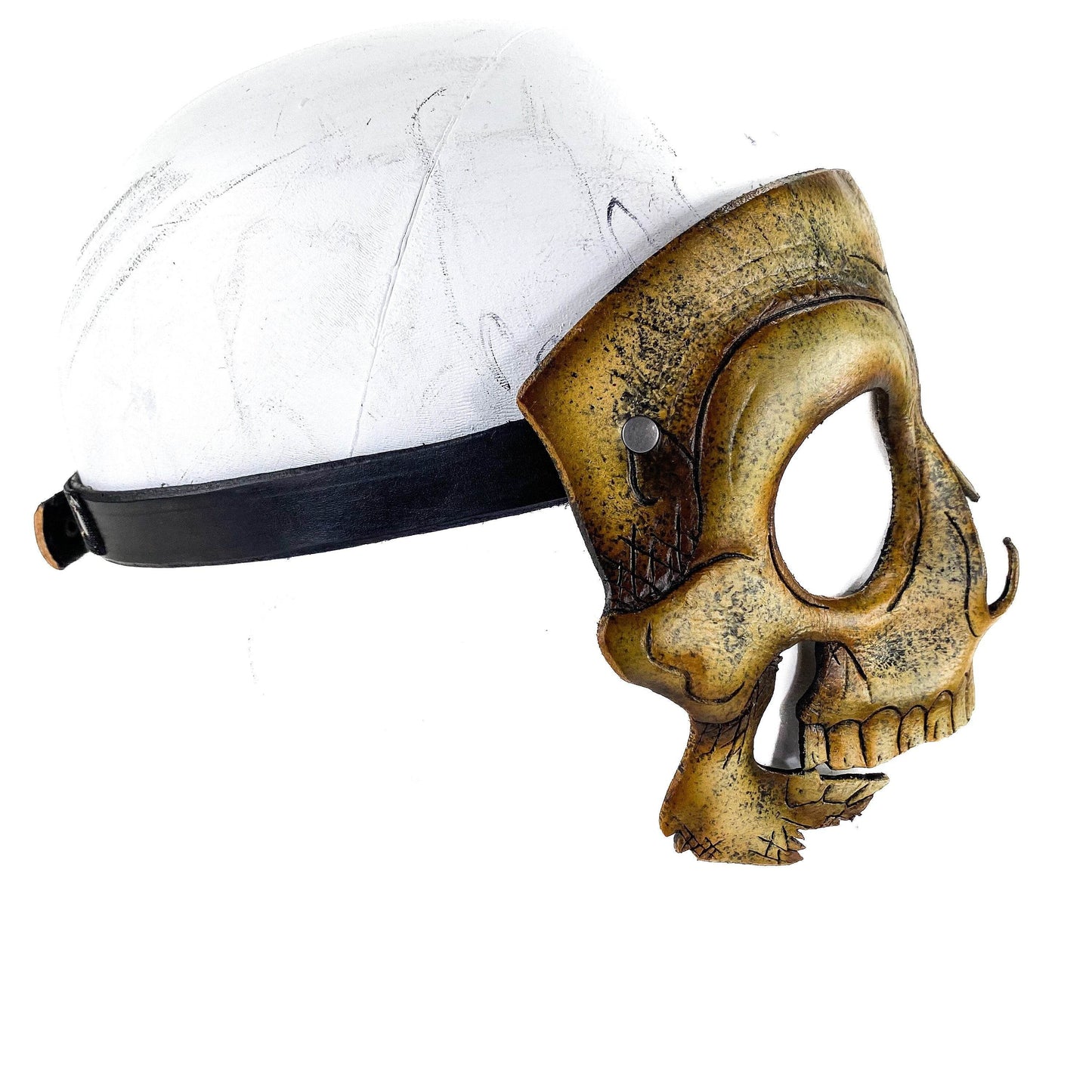 Handcrafted Genuine Leather Skull Phantom of the Opera Style Mask - 