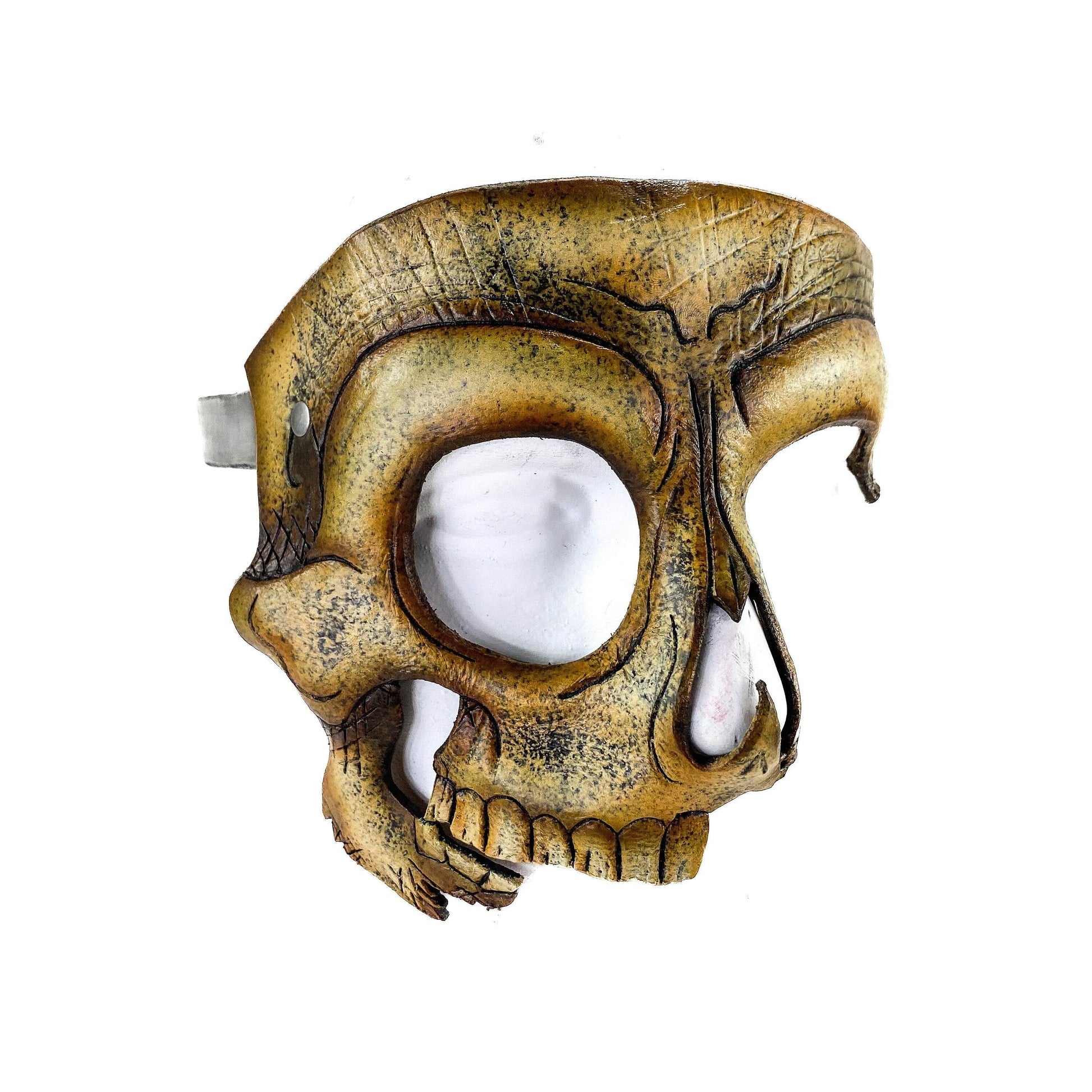 Handcrafted Genuine Leather Skull Phantom of the Opera Style Mask - 