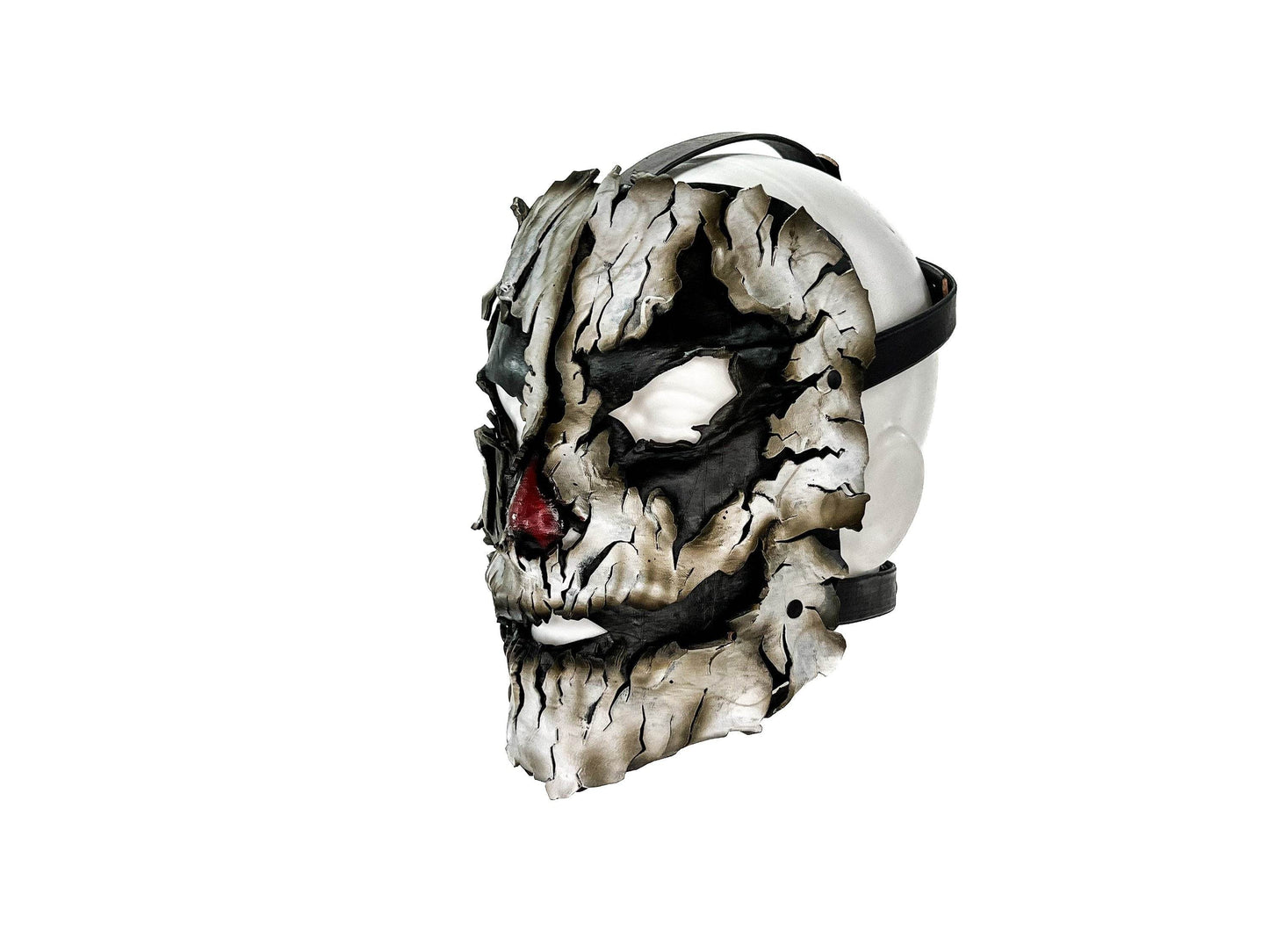 Genuine Leather Mask - Shattered Clown - Handmade Full Face Cover for Halloween, Performance or Cosplay Costume - Leather Ties
