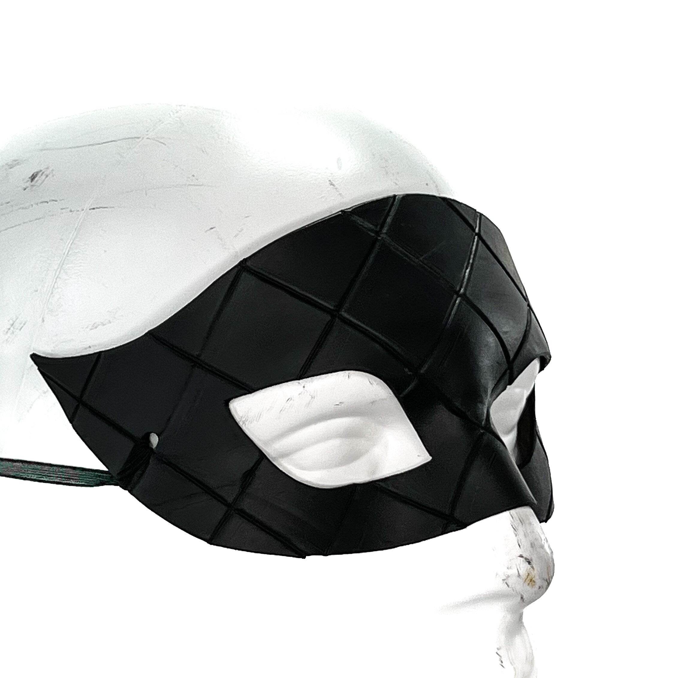 Masquerade Handmade Genuine Leather Mask in Black for Masquerades Halloween or Cosplay - 