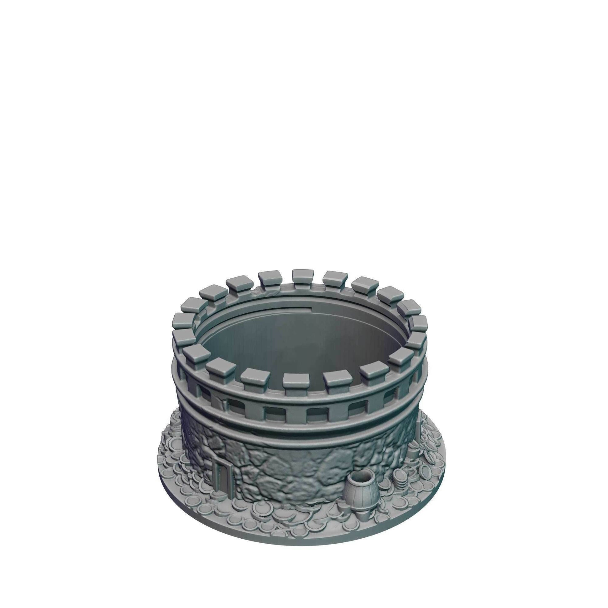 Dungeon Game Master 3D Printed Dice Jail | Dice Vault | Dice Box | Mythic Mugs by Ars Moriendi 3D - The Perfect Dungeon Master Gift! - Black / Yes- Include Random Dice Set