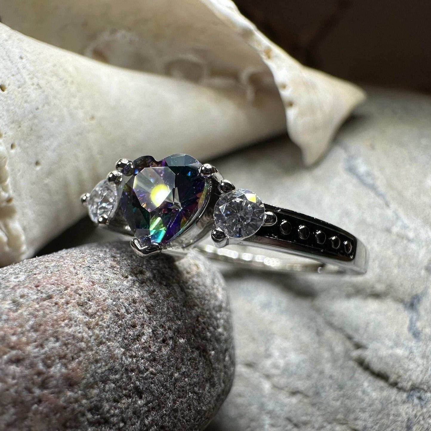 Mystic Topaz Heart Ring - 5