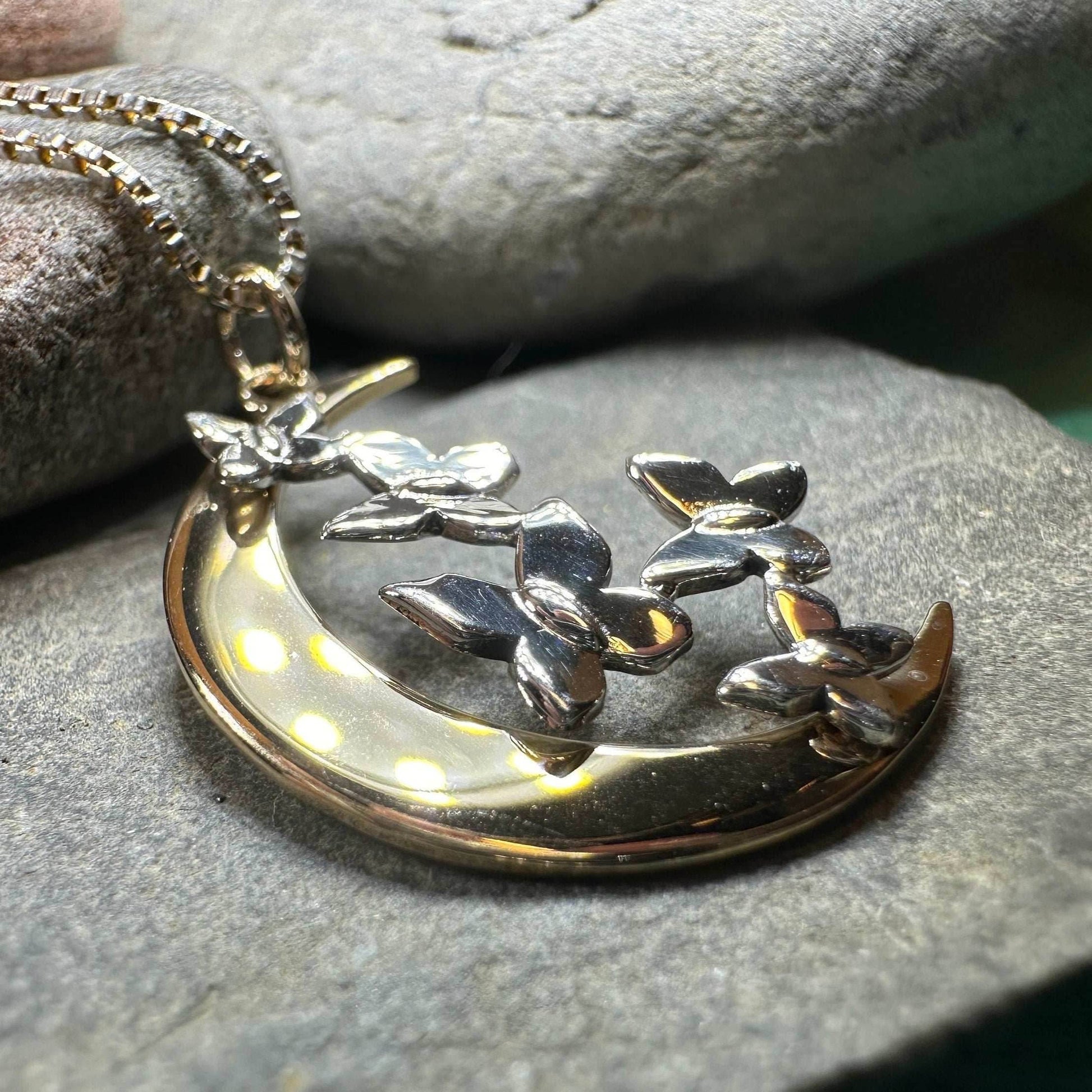 Butterfly Flight Over the Moon Necklace - 18