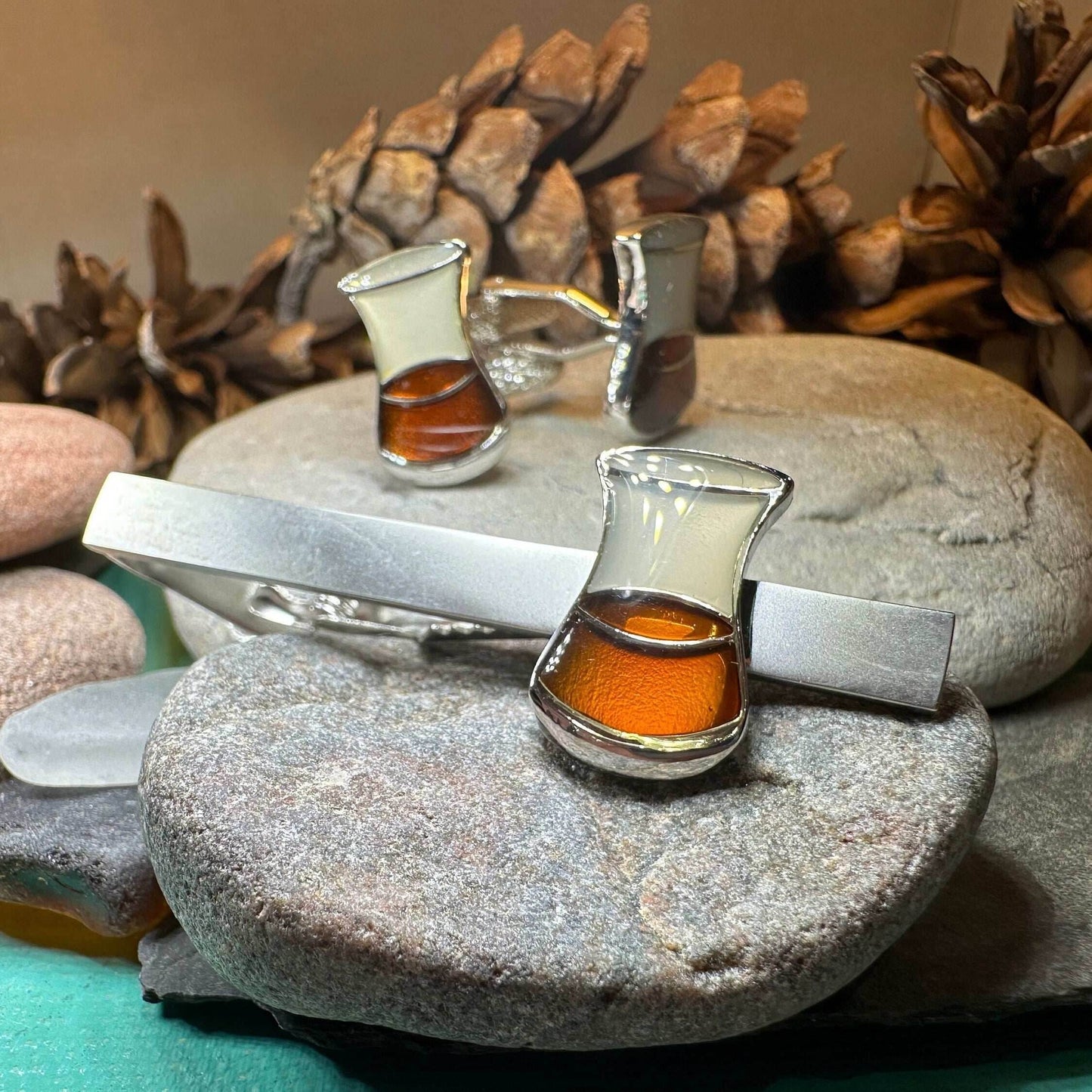 Scotch Whisky Cuff Links & Tie Clip Set - 