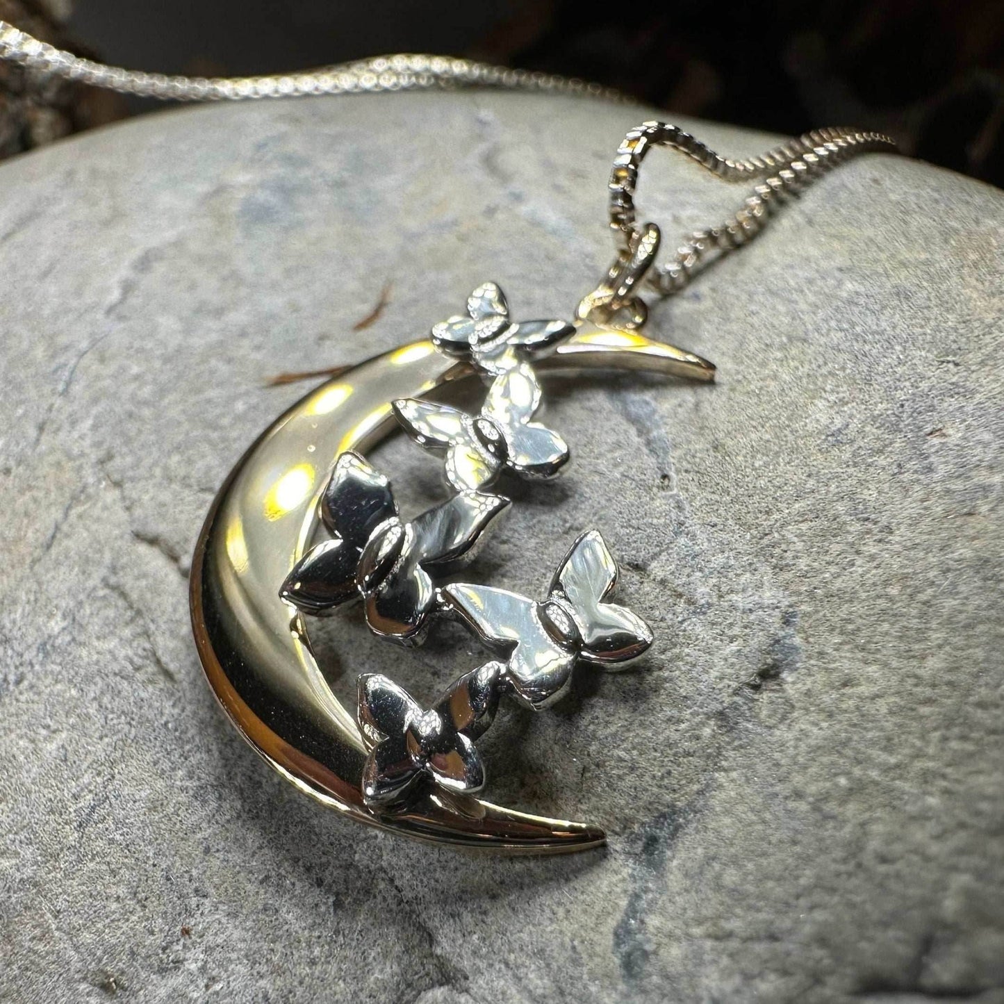 Butterfly Flight Over the Moon Necklace - 18