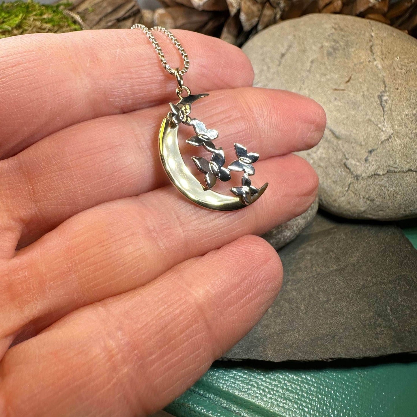 Butterfly Flight Over the Moon Necklace - 18