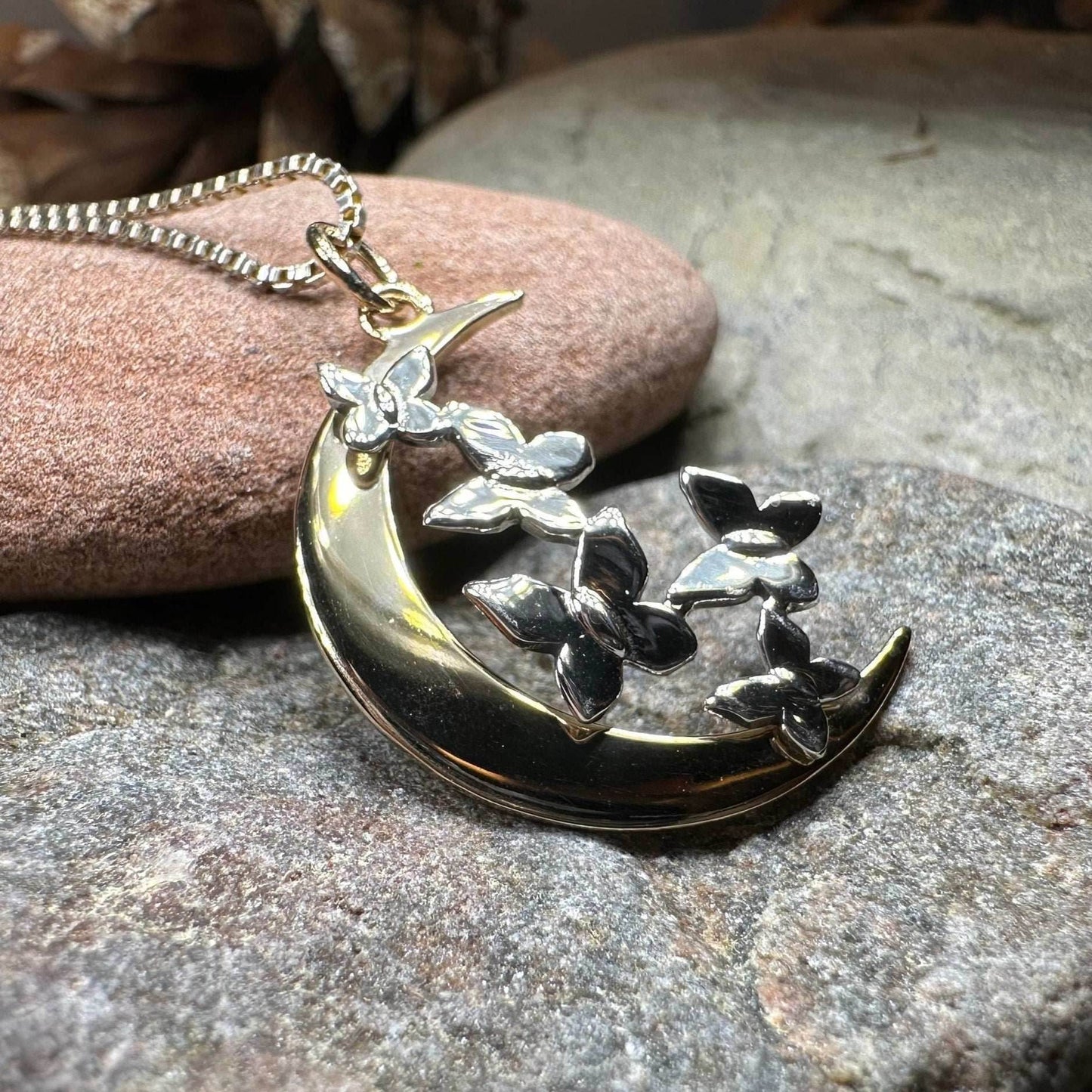 Butterfly Flight Over the Moon Necklace - 18