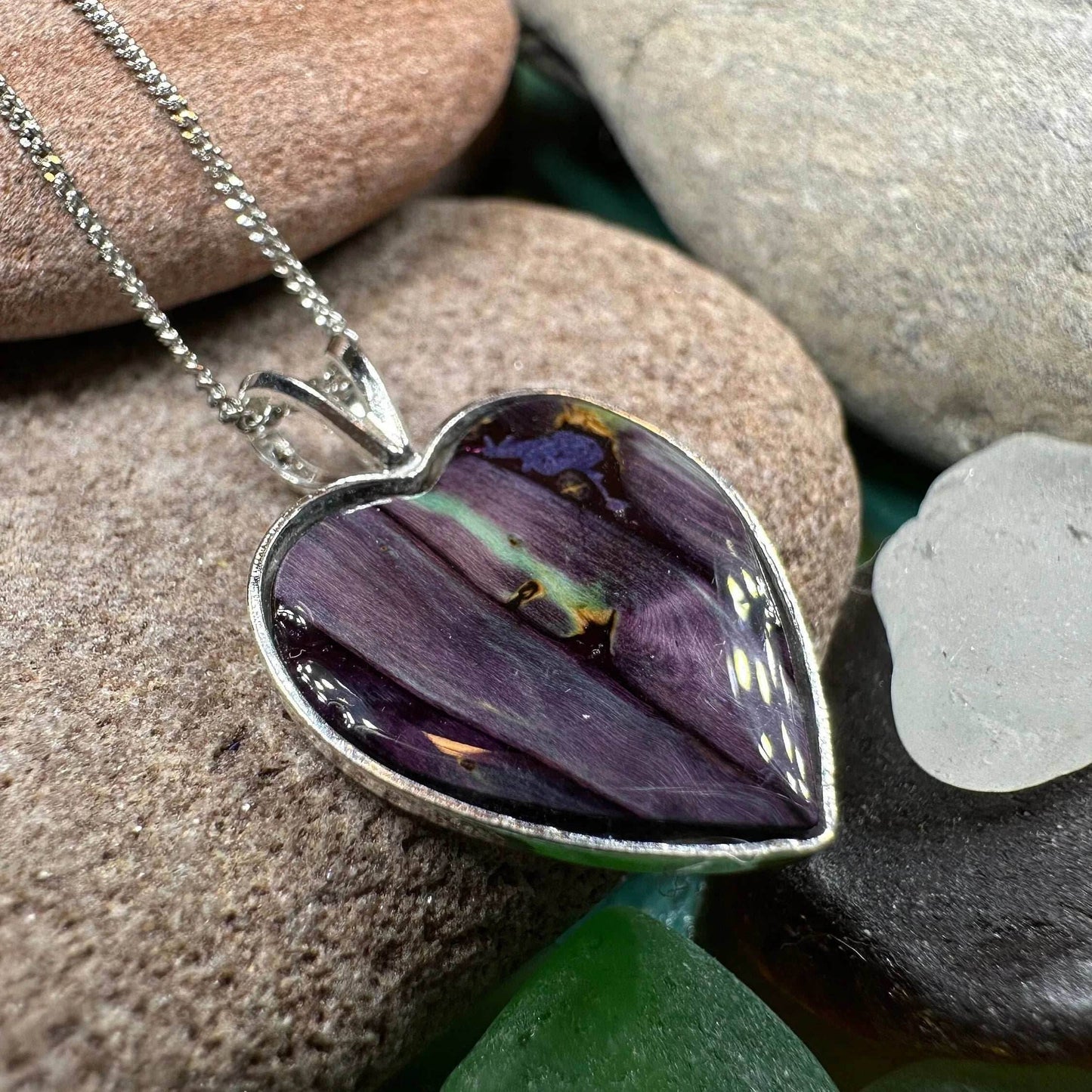 Scottish Heathergems Heart Necklace - Purple