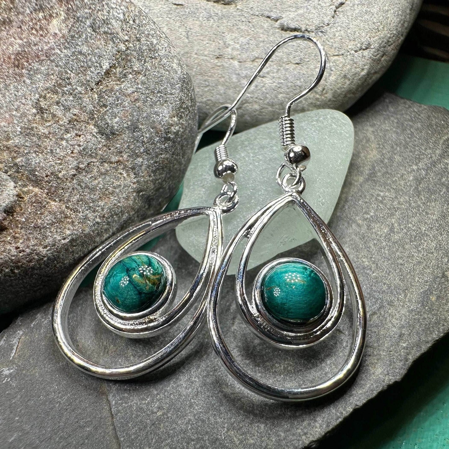 Heathergems Scottish Celtic Drop Earrings - Green