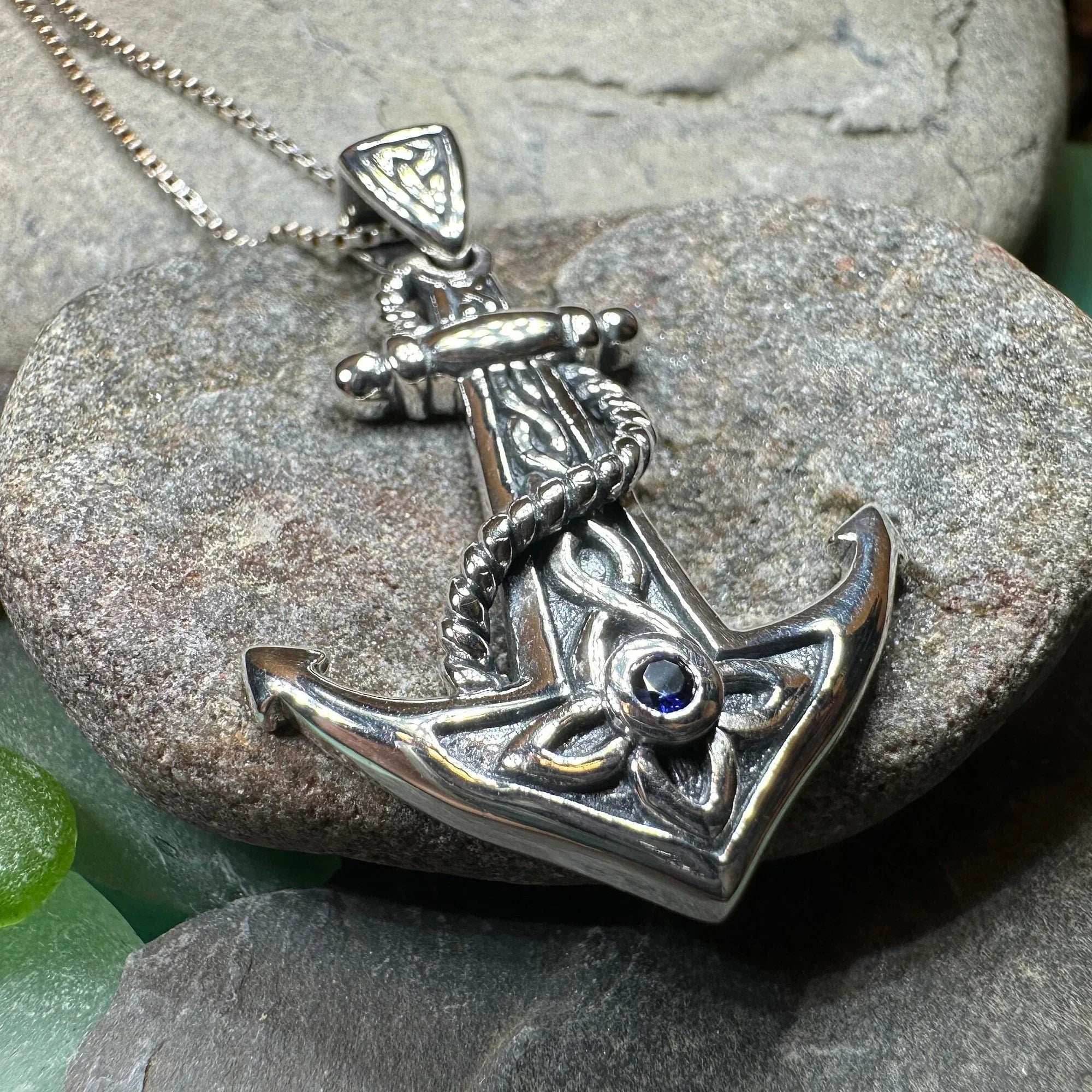 Sapphire Anchor Necklace - 18