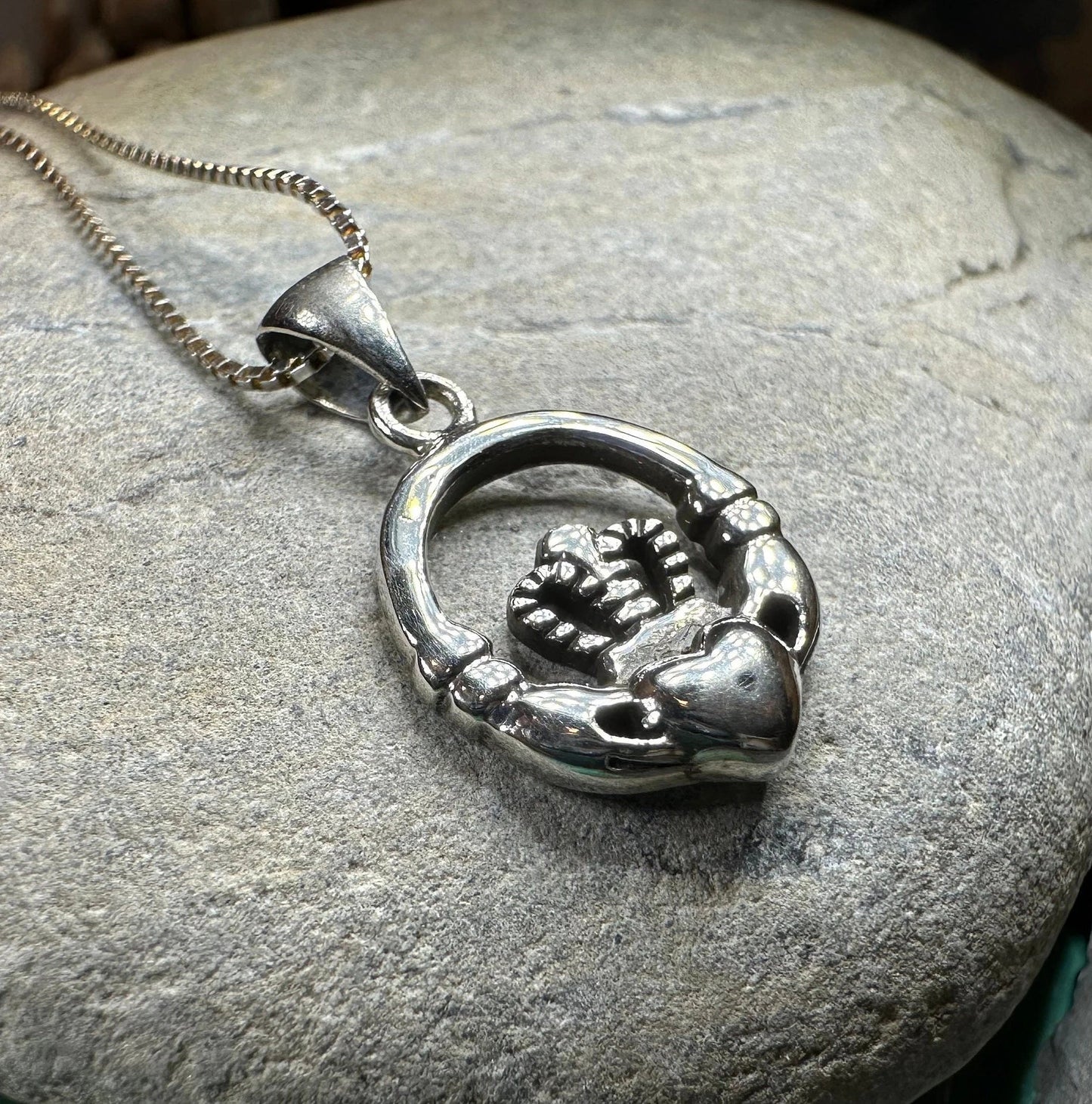 Petite Claddagh Silver Necklace