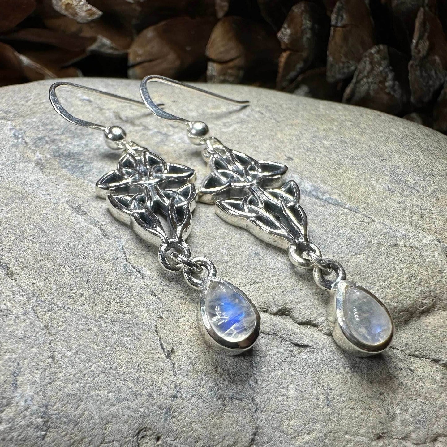 Artisan Long Trinity Knot Earrings - Amethyst