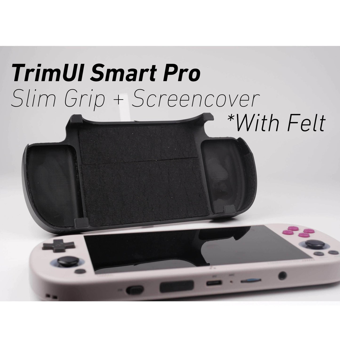 Felt TrimUI Smart Pro Slim Grip 2-in-1 Reversible Screen Cover & Slim Comfort Grip Case with Felt Wrap Ergonomic TRIMUI Handheld 2n1 Deluxe - Yellow