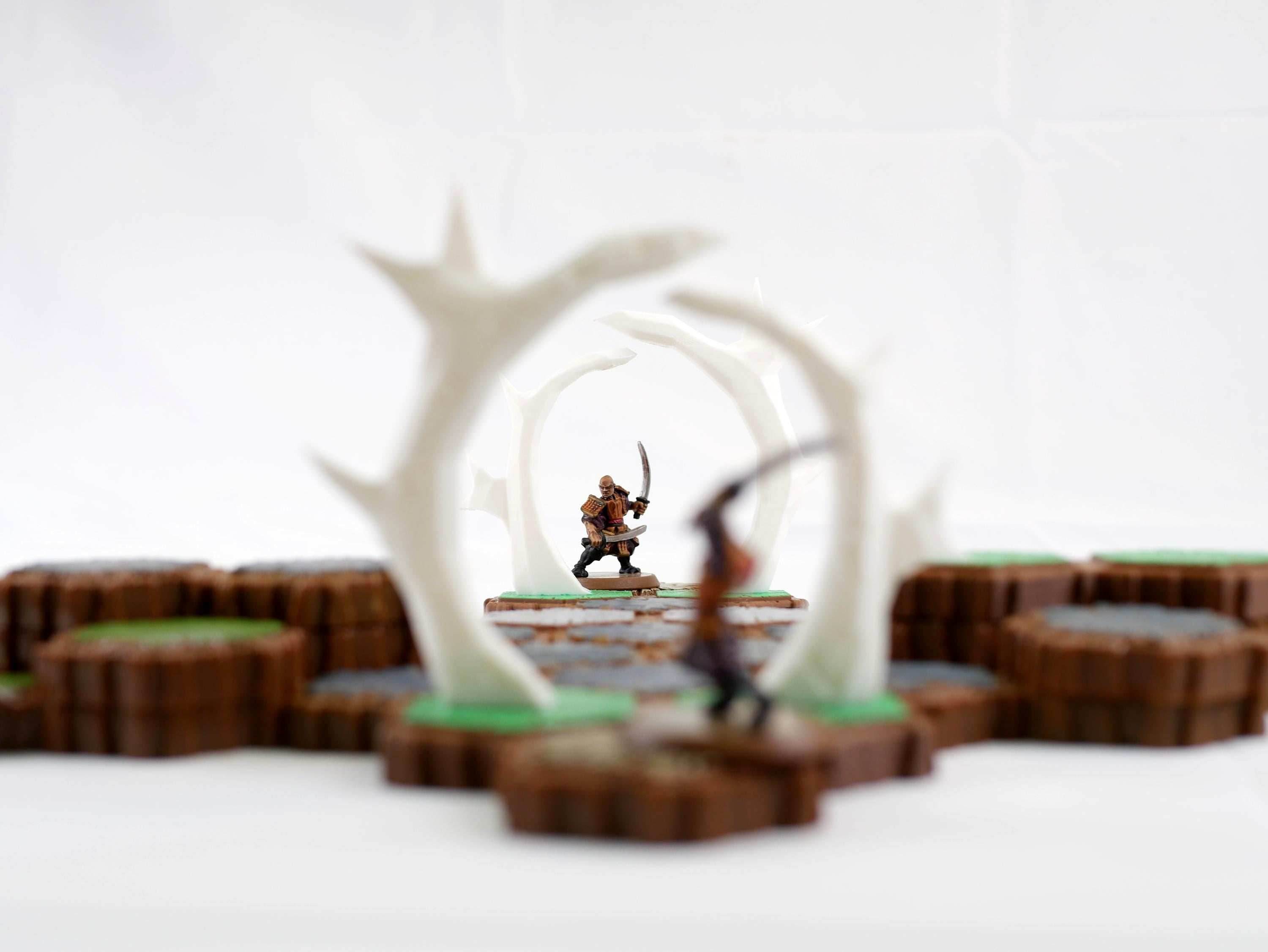 Hero Scape Obstacle Interactive Viking Portal | Tabletop Terrain Hex Pieces | Paintable Miniature Board | DnD Role Play Game Upgrade Tile - Grass/White