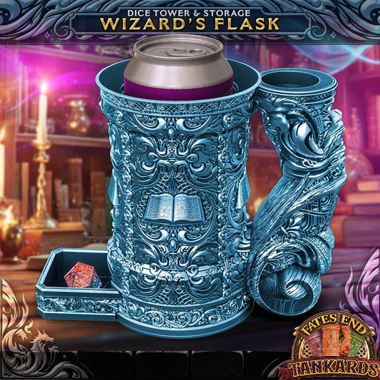 Wizard Tankard Dice Tower and Can Holder with Dice Vault | Fates End RolePlay RP Gamer Mug Roll Gift Storage DND Classes from JCSFY - Dark Magic Black