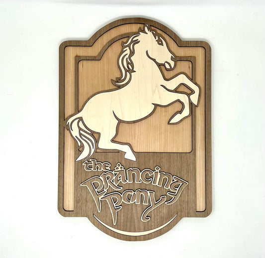 The Prancing Pony Sign - Single Sided Maple Horse