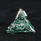Irregular Skeleton Metal Dragon Polyhedron DND Dice Set + Silver Green