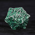 Irregular Skeleton Metal Dragon Polyhedron DND Dice Set + Silver Green