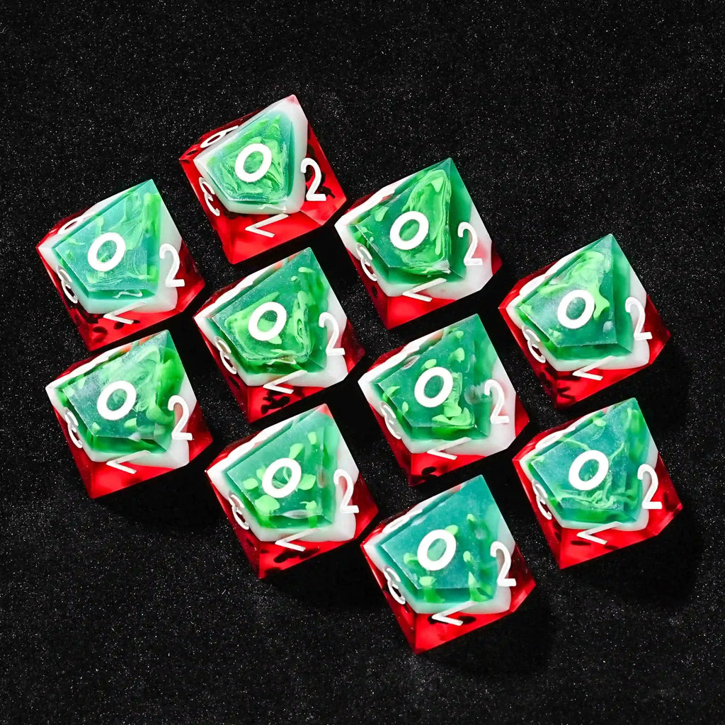 Juicy Watermelon 10-Sided Dice Resin D10 Dice