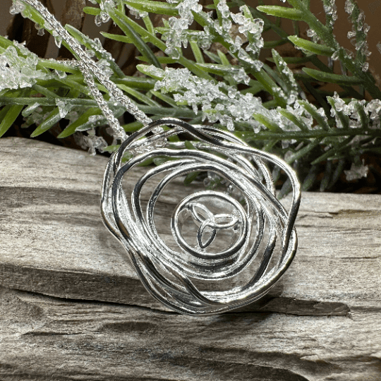 Cradle of Life Trinity Knot Necklace - Gold Accent