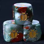 Kickstarter Dice - Natural Bloodstone DND Gemstone Dice Set - Khepri's Blessing