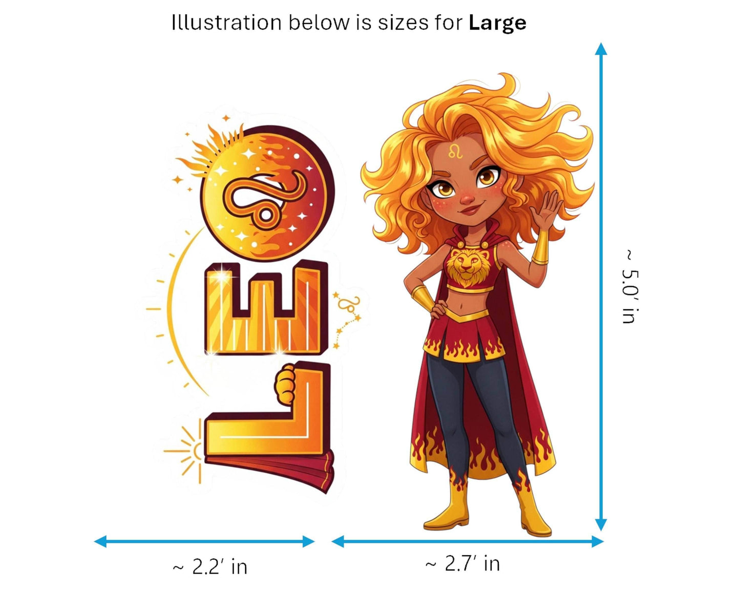 Leo Sticker and Magnet - the Solar Queen Horoskins™ – Zodiac Fire Sign | Waterproof & UV-Proof - Sticker / Large