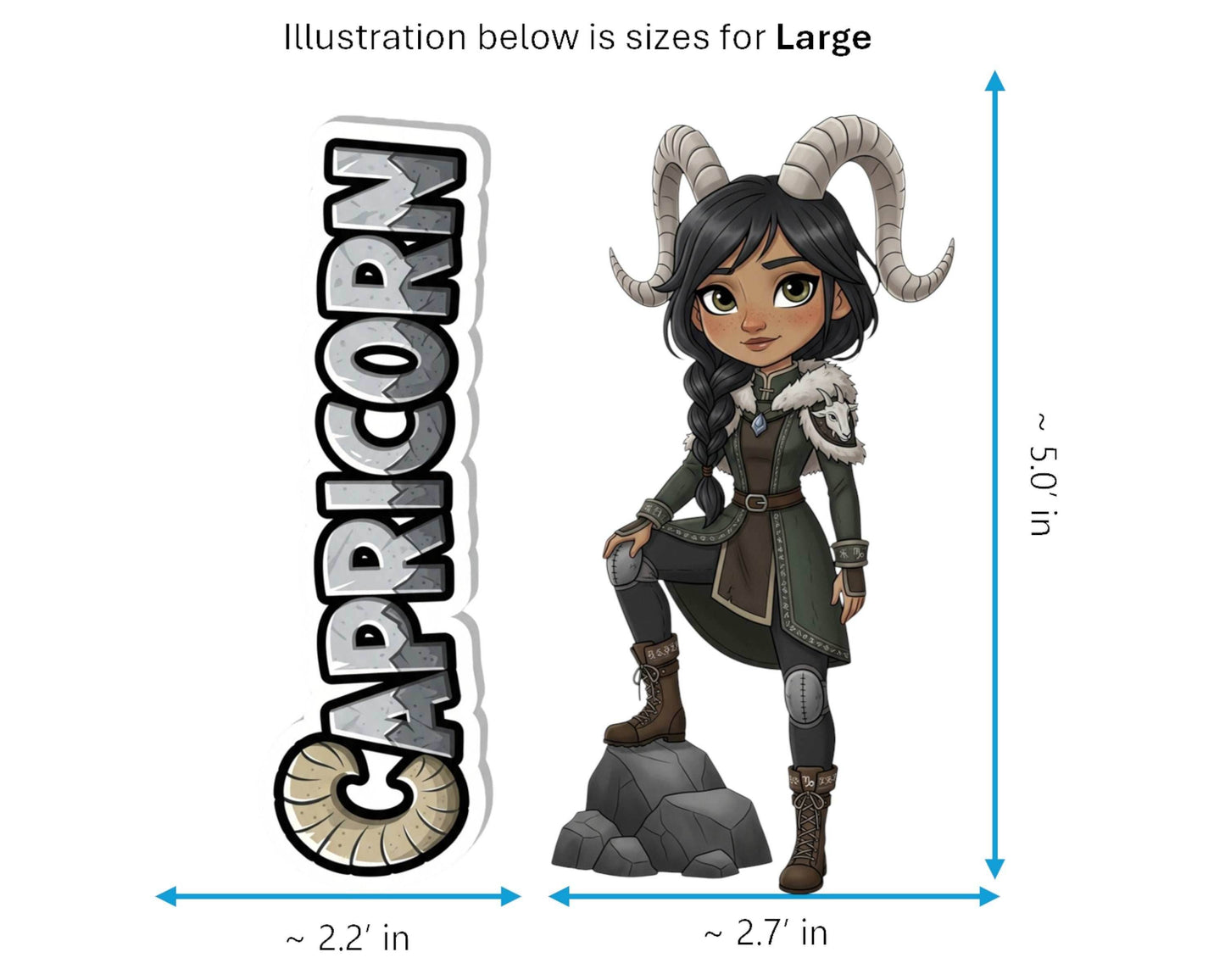 Capricorn Sticker and Magnet - Mountain Climber Horoskins™ – Zodiac Earth Sign | Waterproof & UV-Proof - Sticker / Large