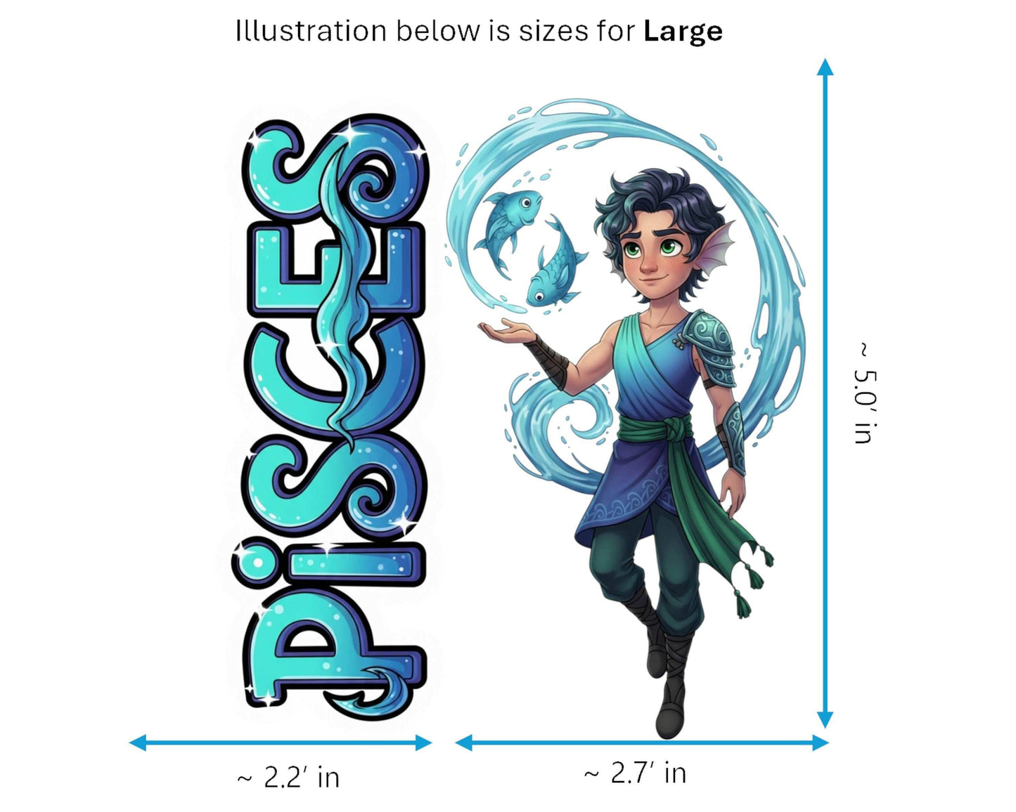Pisces Sticker and Magnet - the Dreamer Horoskins™ – Zodiac Water Sign | Waterproof & UV-Proof - Sticker / Large