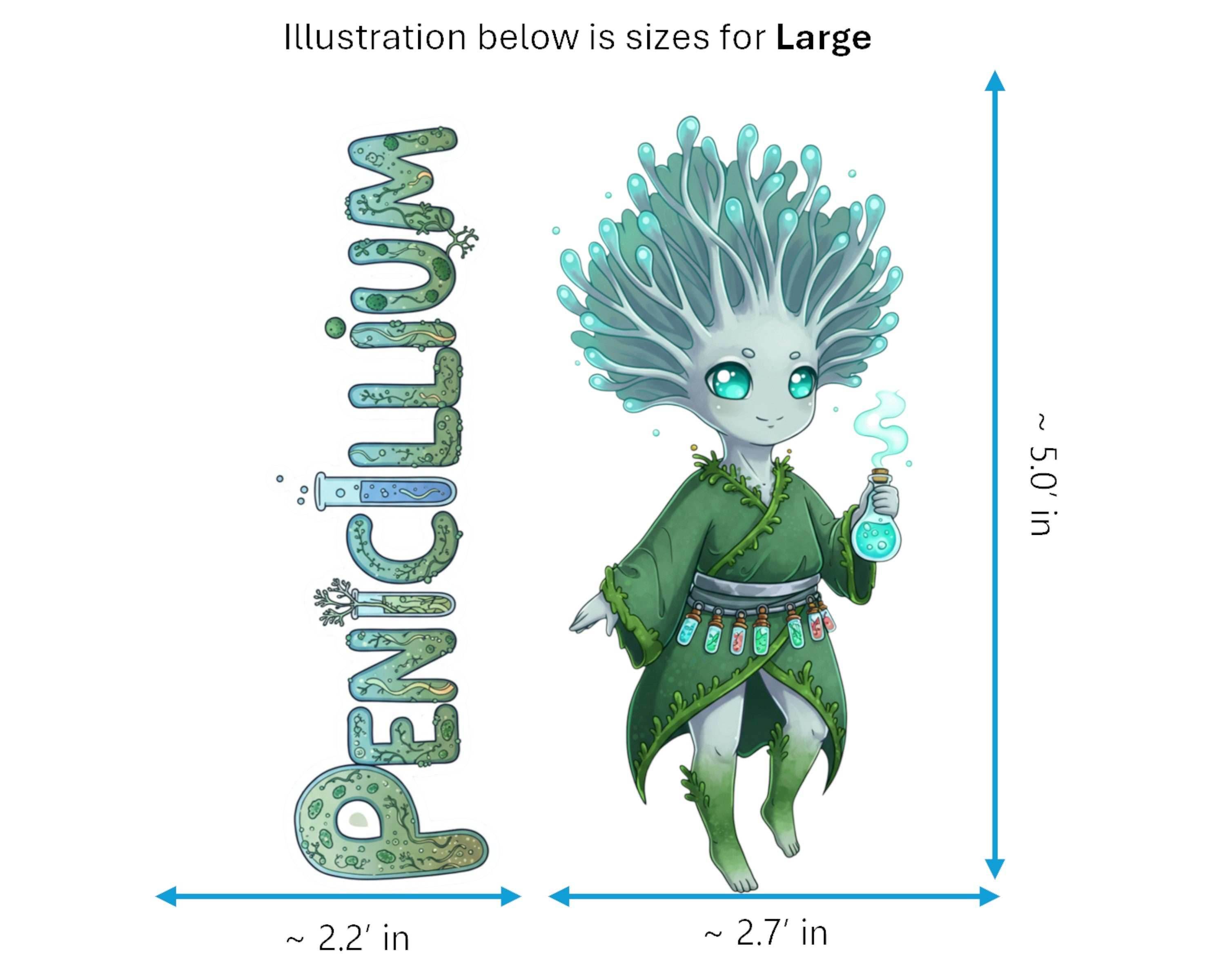 Penicillium Sticker and Magnet - Tiny Alchemist Fungikins™ – Scientific Mold Art | Waterproof & UV-Proof - Sticker / Large
