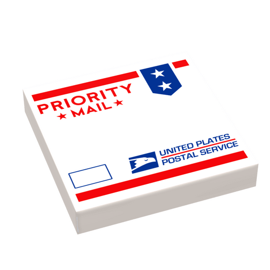 Priority Mail Package, United Plates of America (2x2 Tile) made using LEGO parts - B3 Customs - 