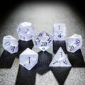 Light Purple Frosted Crystal DND Dice Set + Colorful Numbers